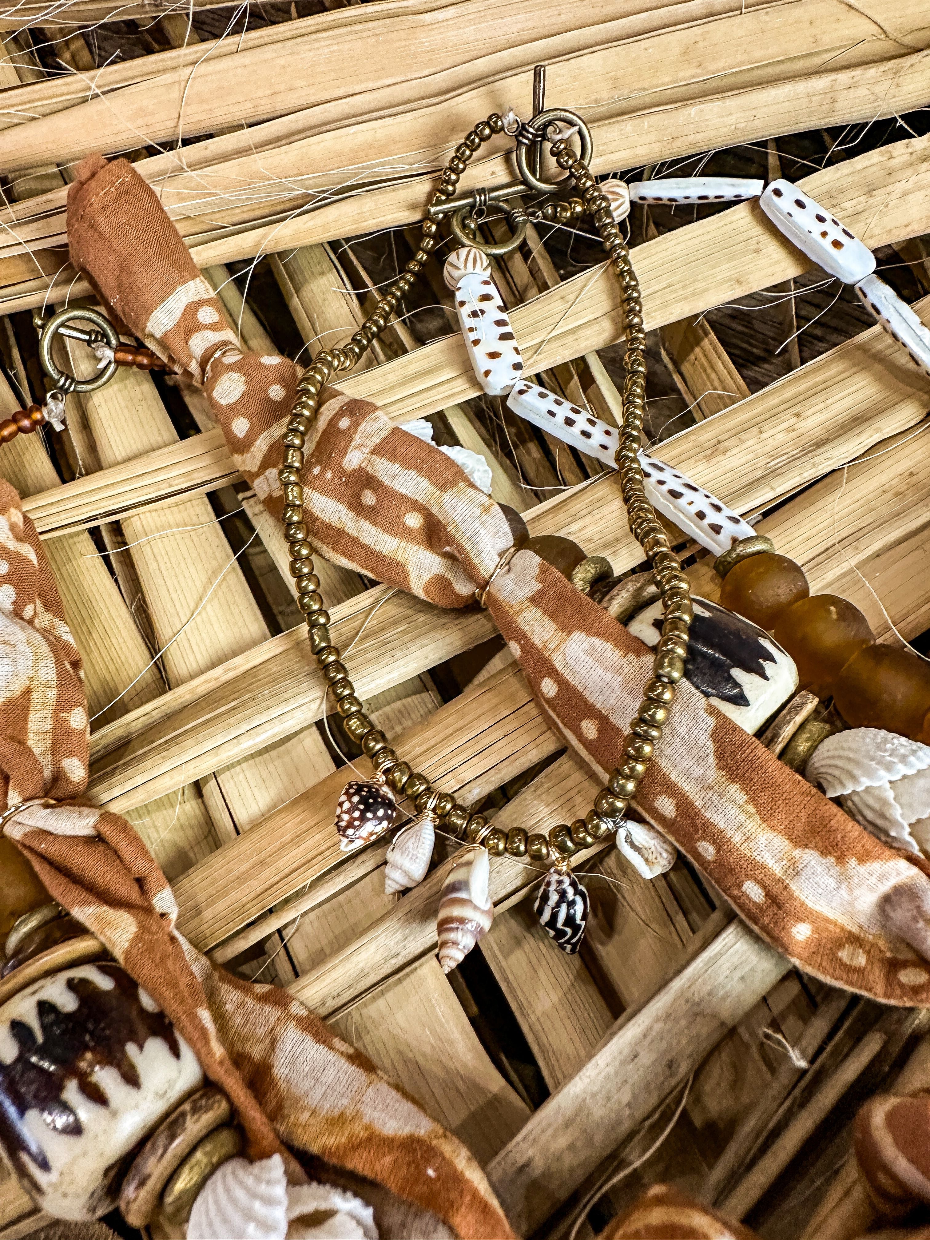 Beaded Bandana Necklace | Batik Sand
