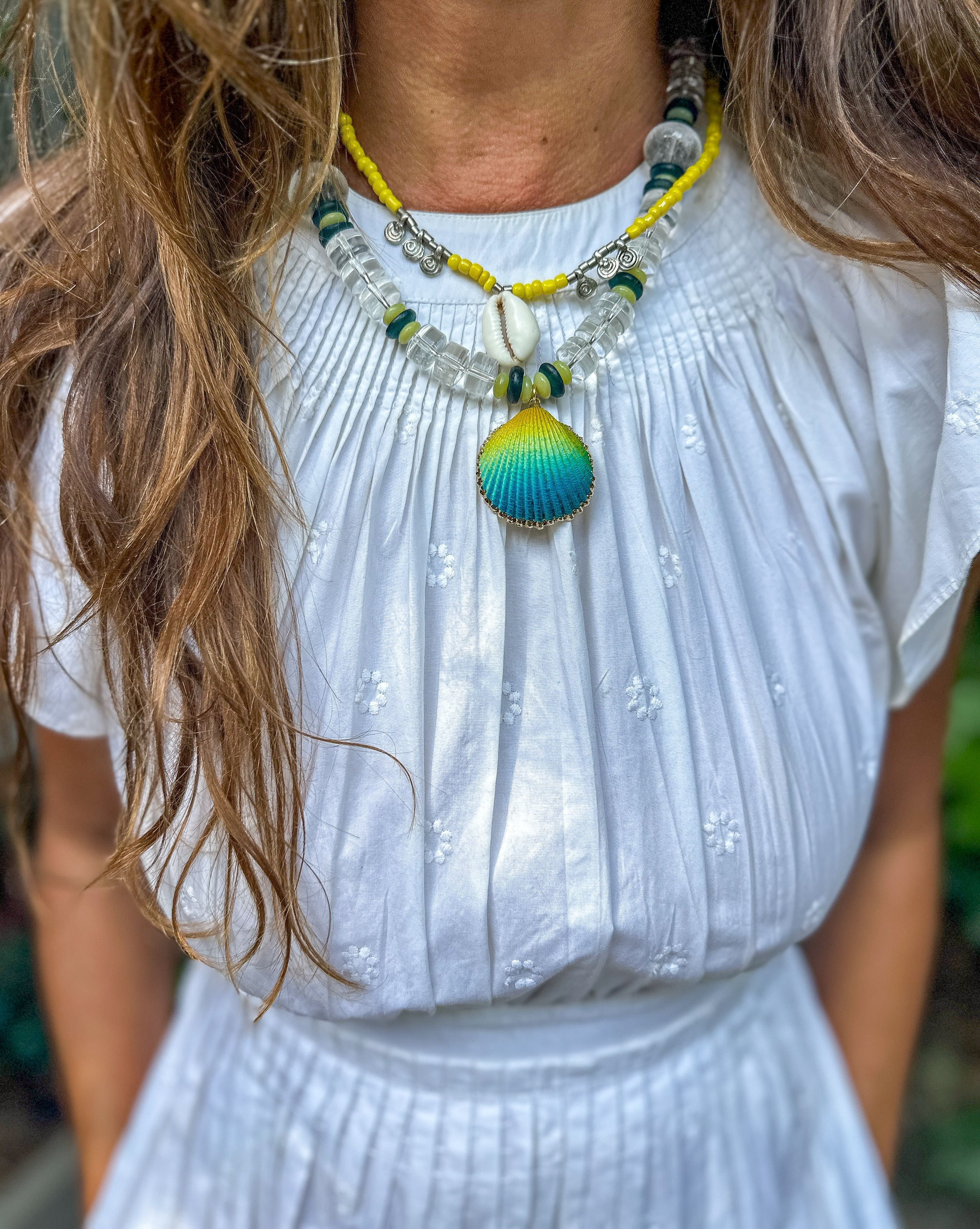 Seed Cowrie Necklace | Yellow
