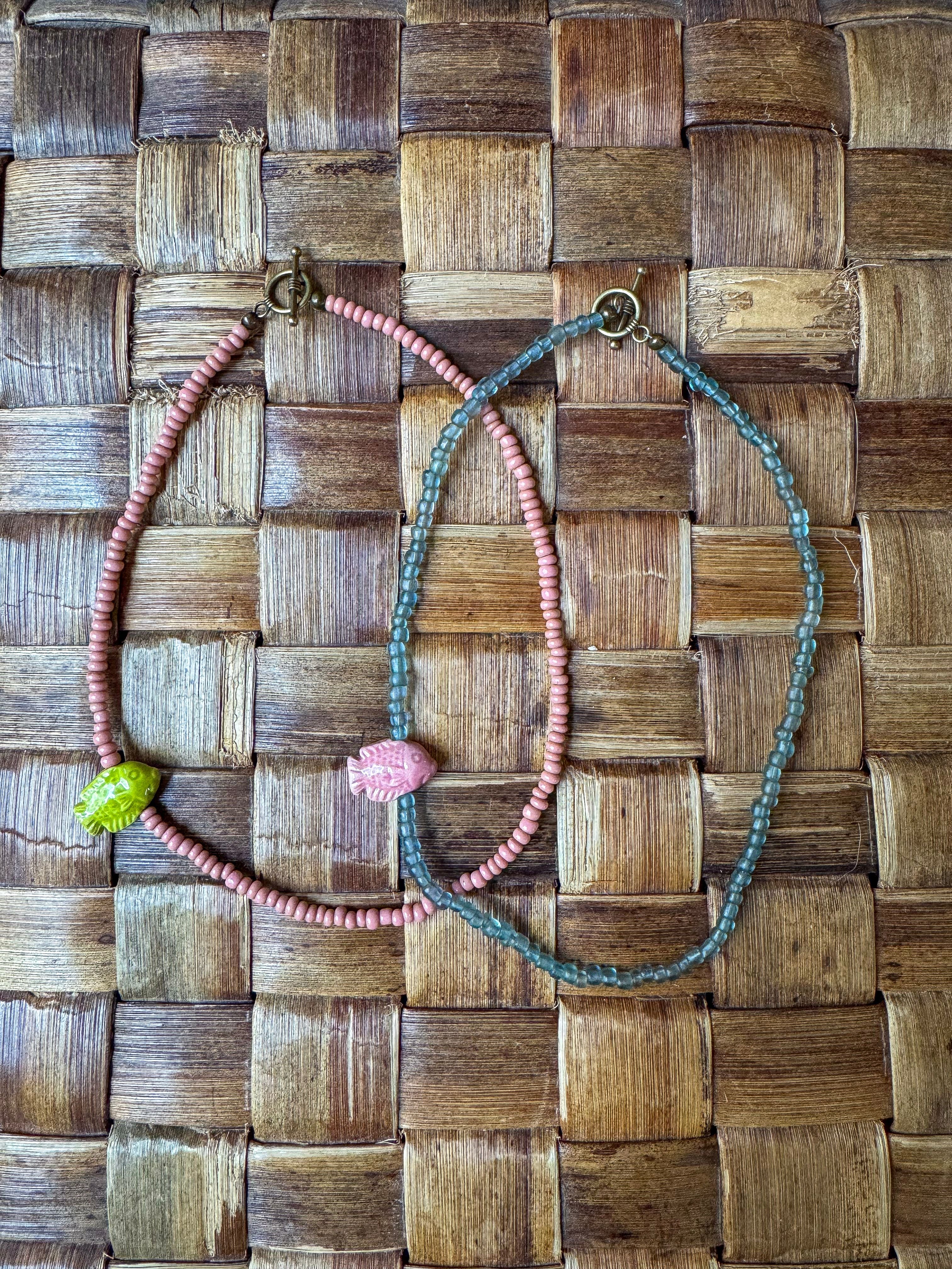 Seed Fish Necklace | Coral Blush