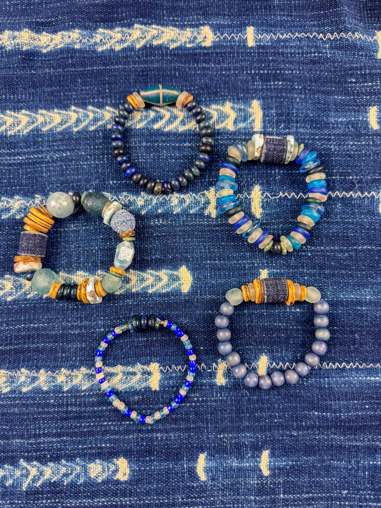 Intricate Stack Bracelet | Glass Denim