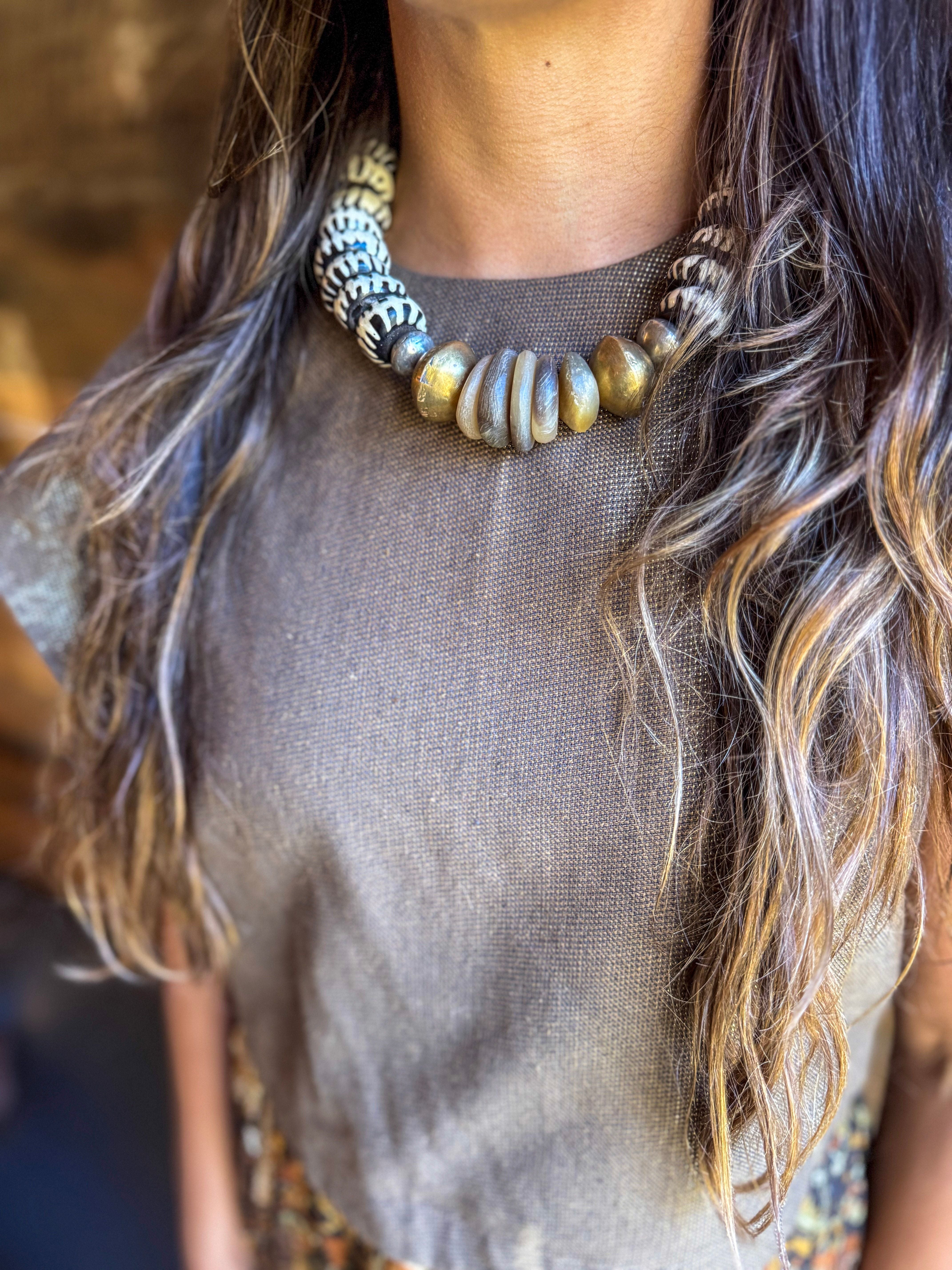 Classic Bone Necklace | Steel Saddle