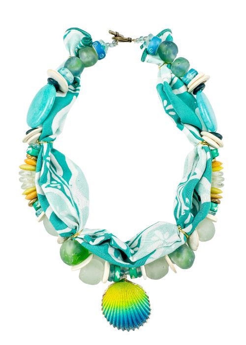 Beaded Bandana Necklace | Azul Shell | Final Sale