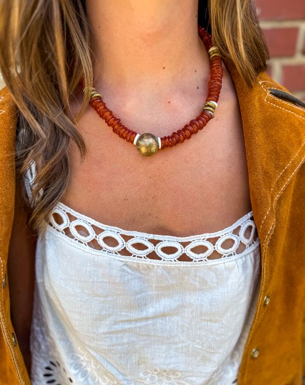 Classic Glass Necklace | Amber