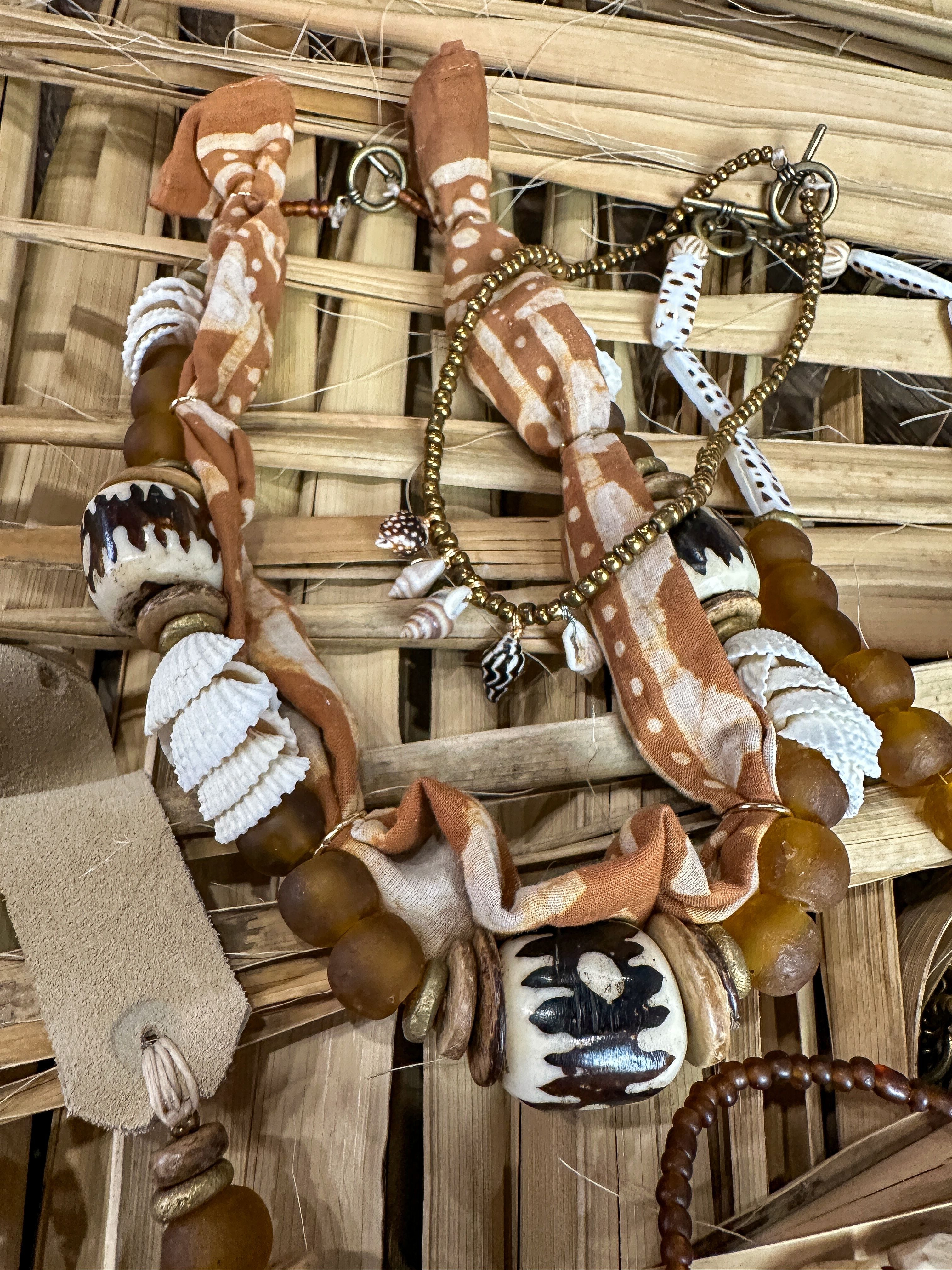 Beaded Bandana Necklace | Batik Sand