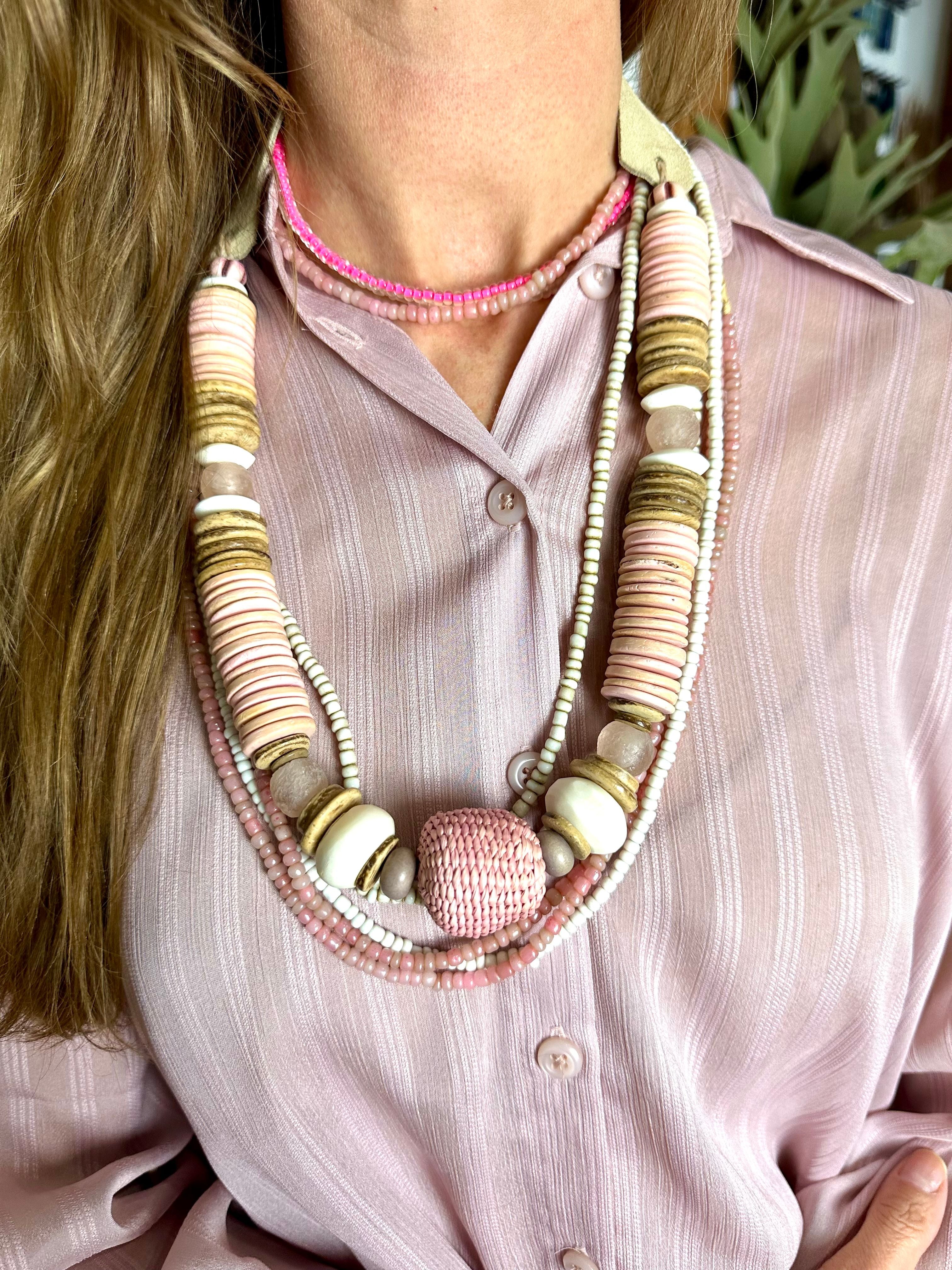 Seed Choker Necklace | Pink