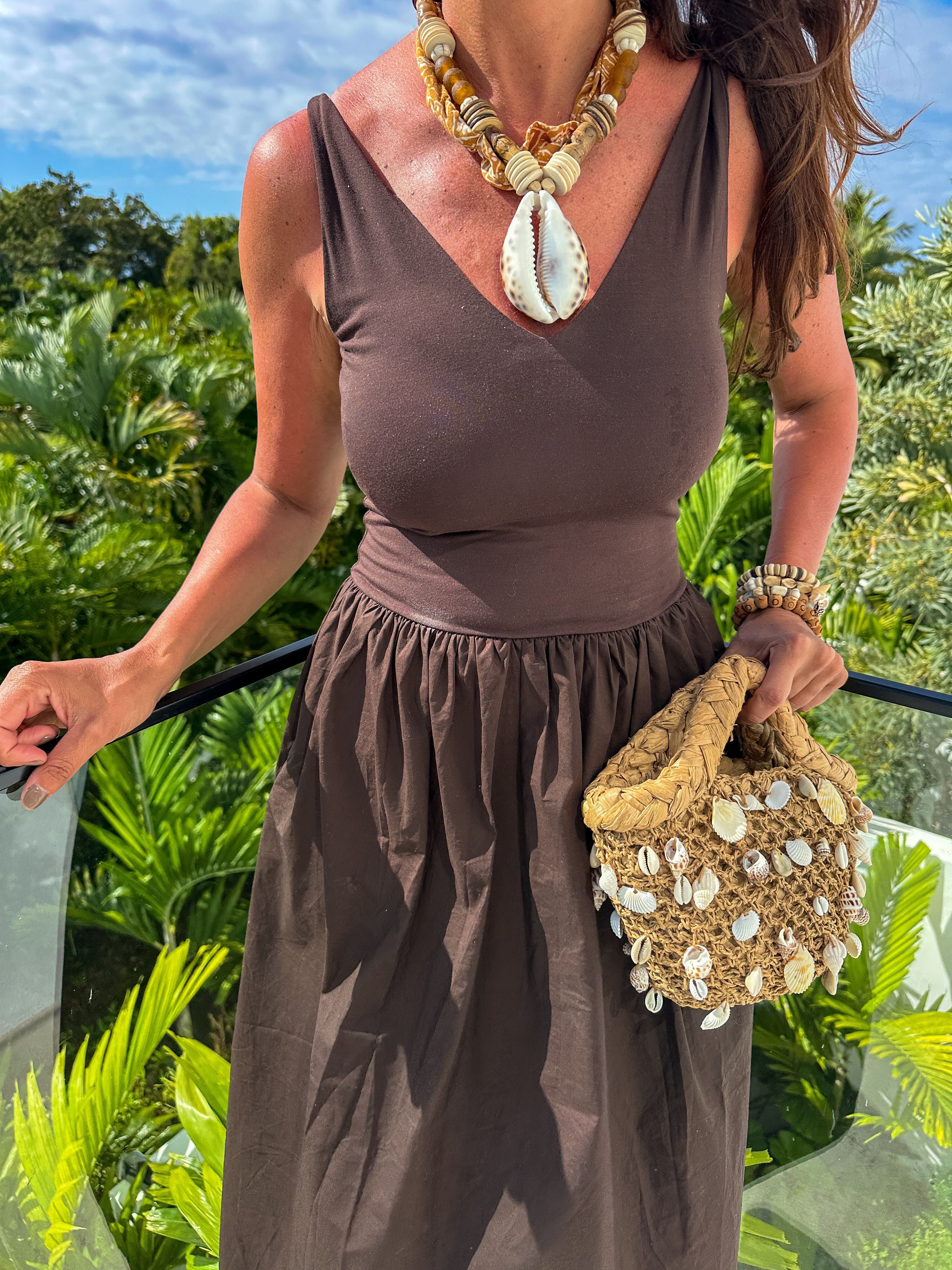 Beaded Bandana Necklace | Shell