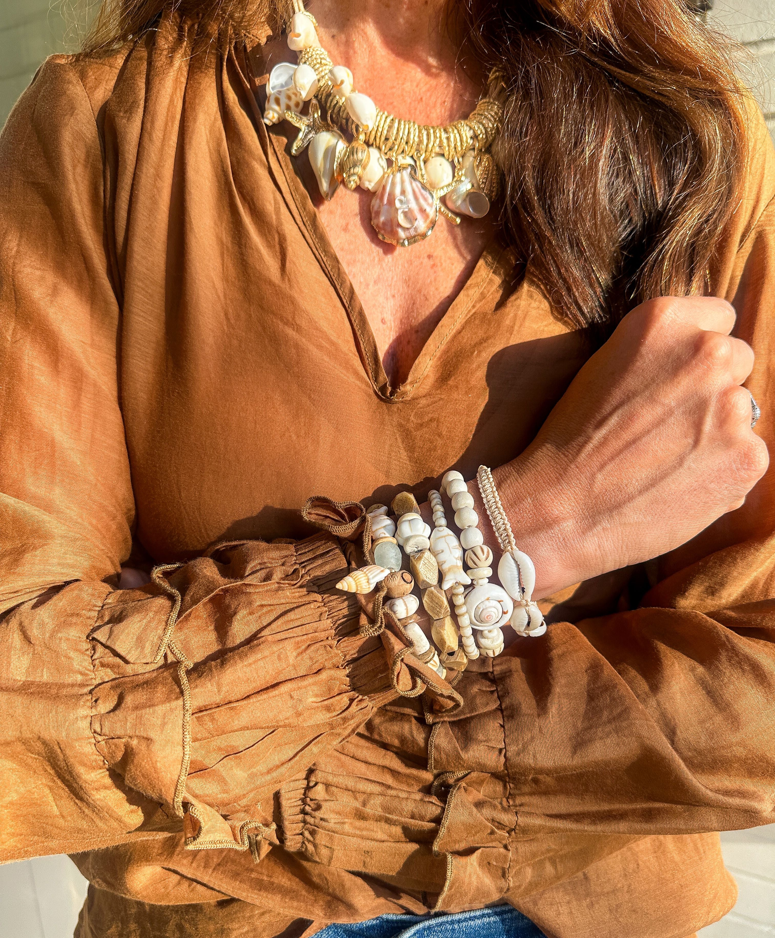 Simple Seed Bracelet | Cream Fish