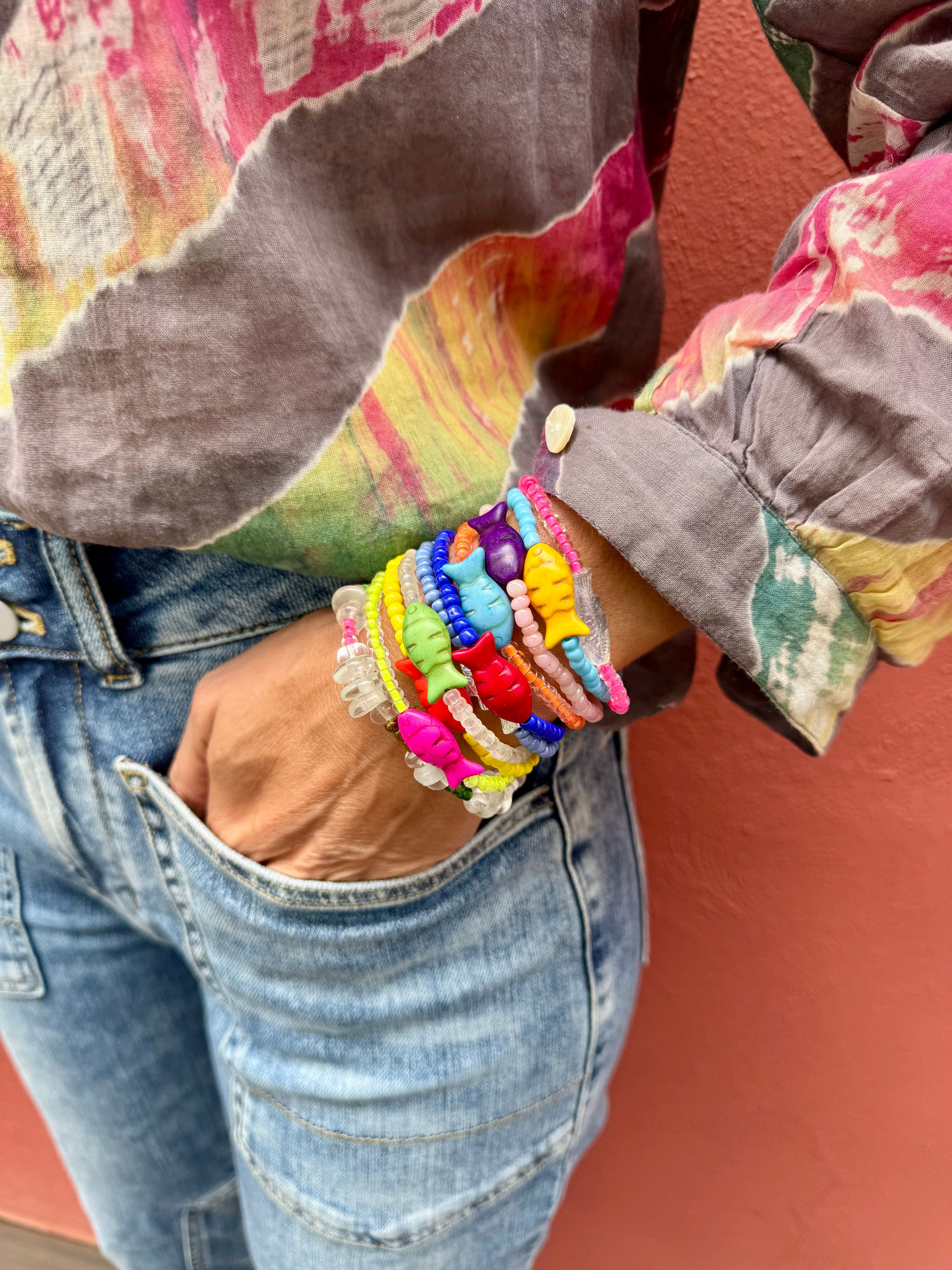 Simple Seed Bracelet | Blue Fish