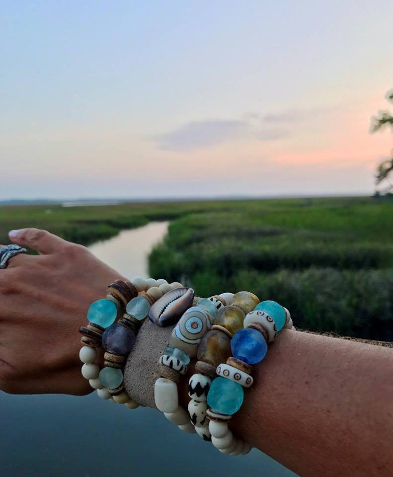 Trio Stack Bracelet Set | Cream + Camel