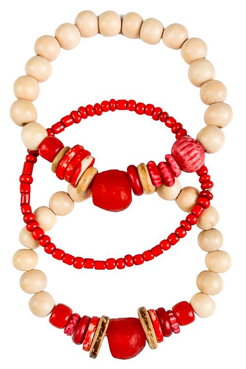 Trio Stack Bracelet Set | Red