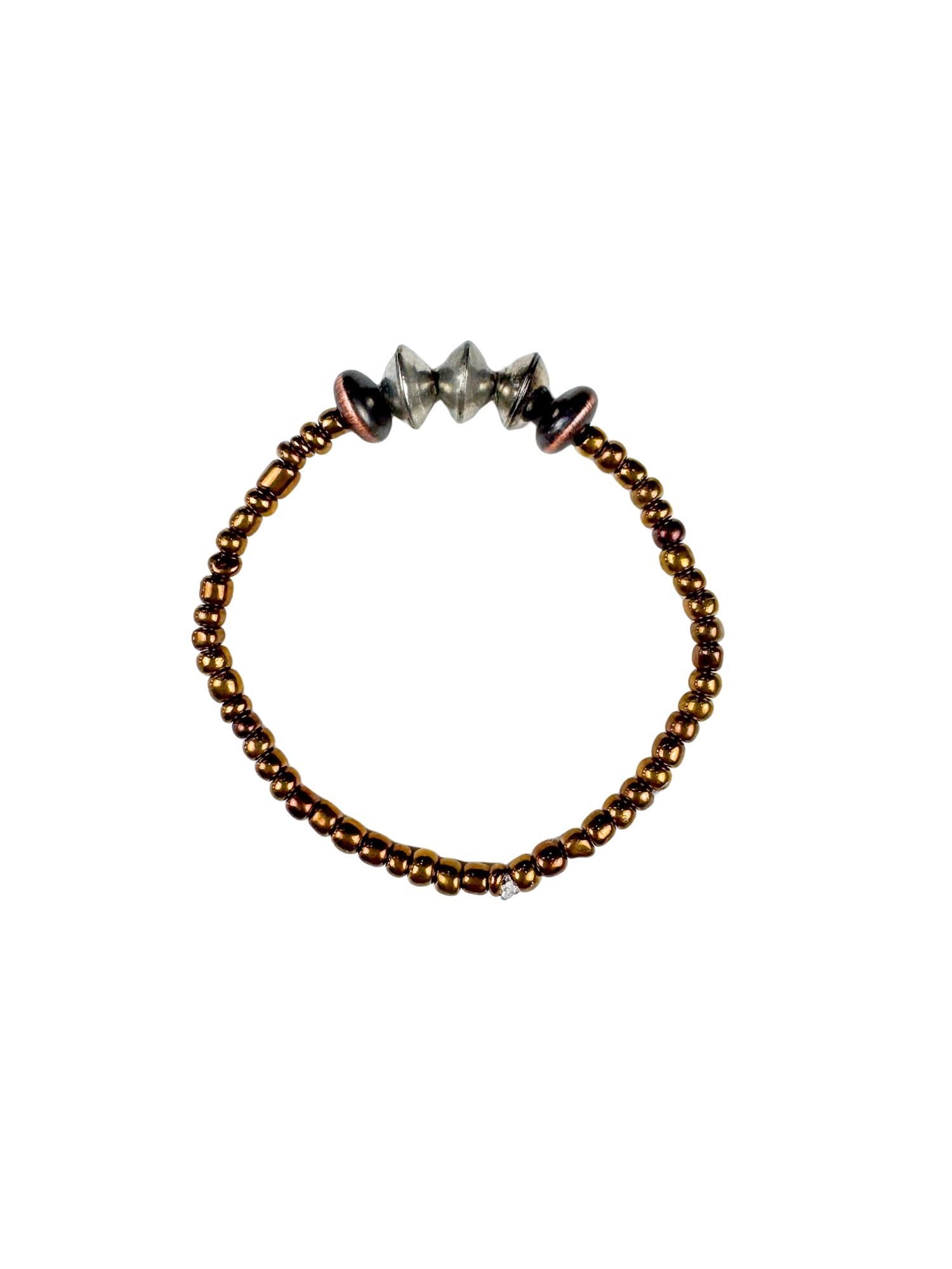 Simple Seed Bracelet | Mixed Metal