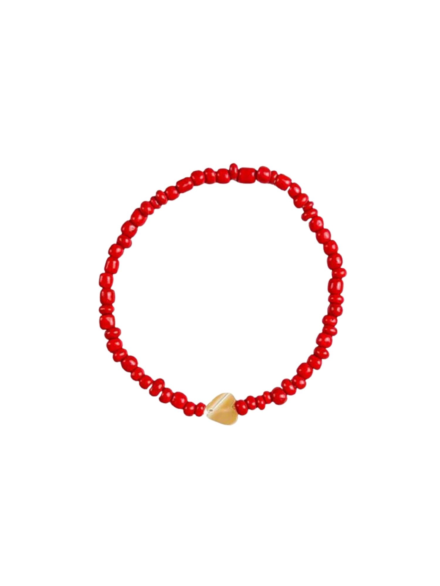 Simple Seed Bracelet | Red Heart