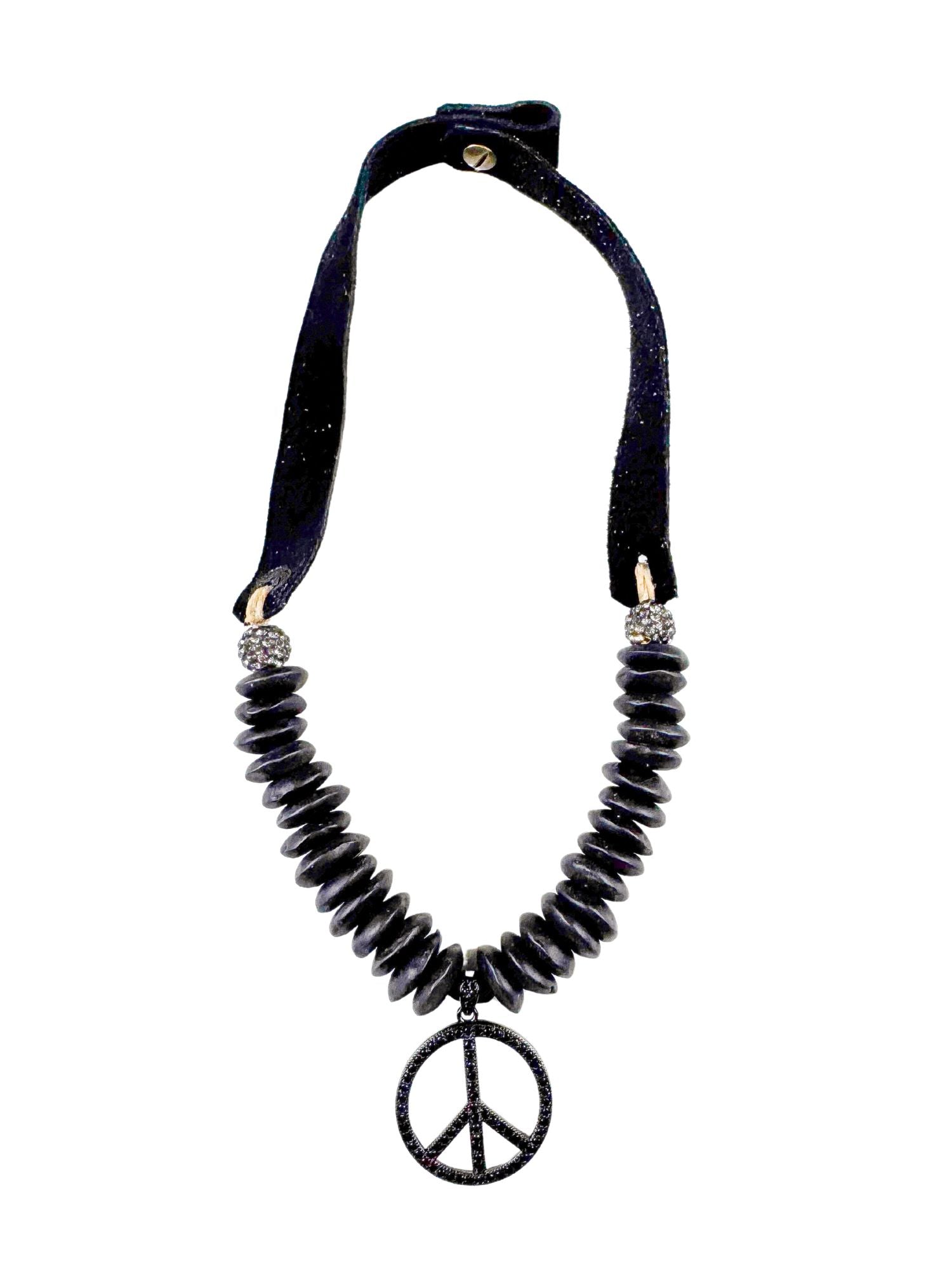 Slim Peace Necklace | Black | Final Sale