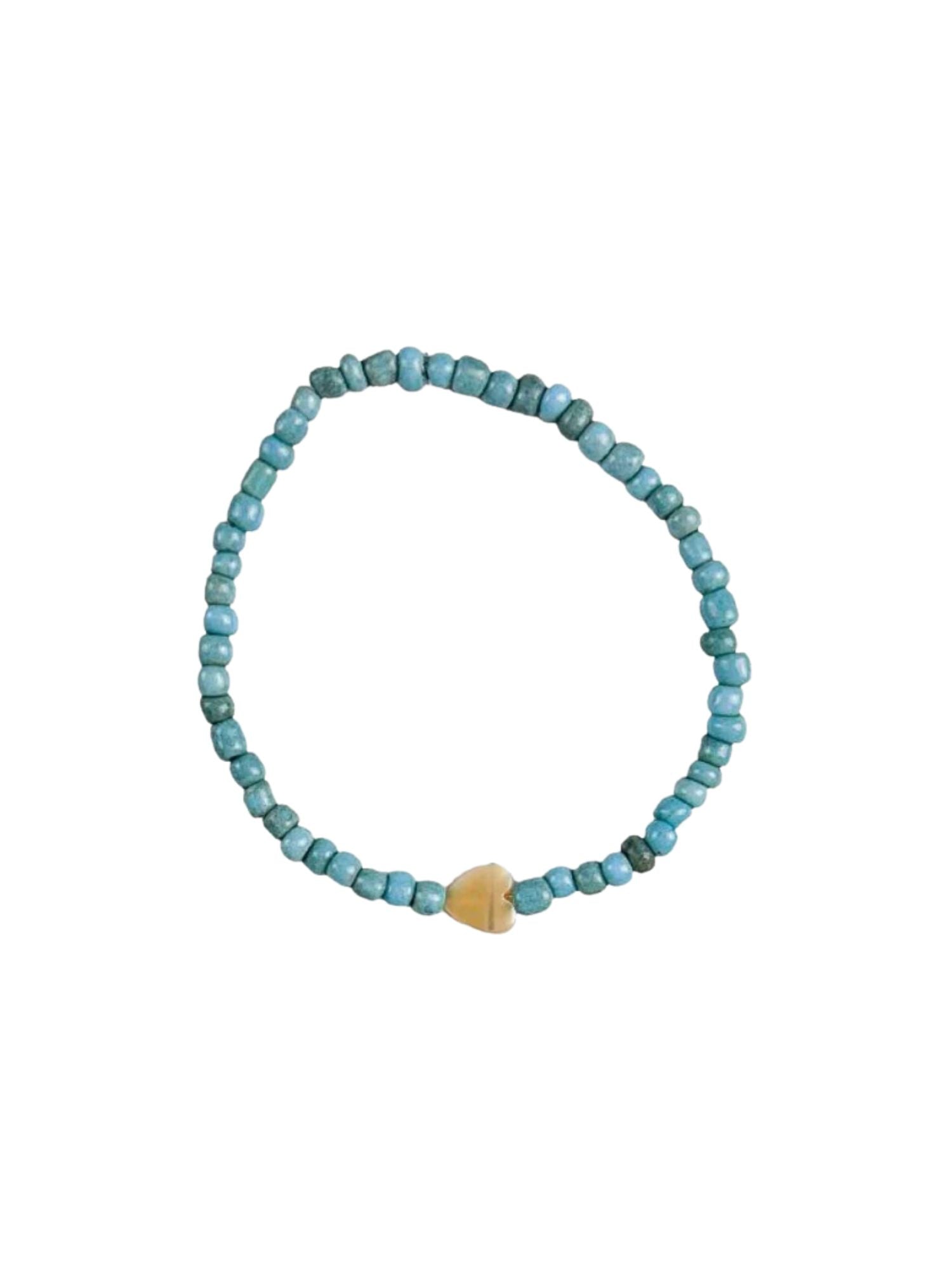 Simple Seed Bracelet | Blue Heart