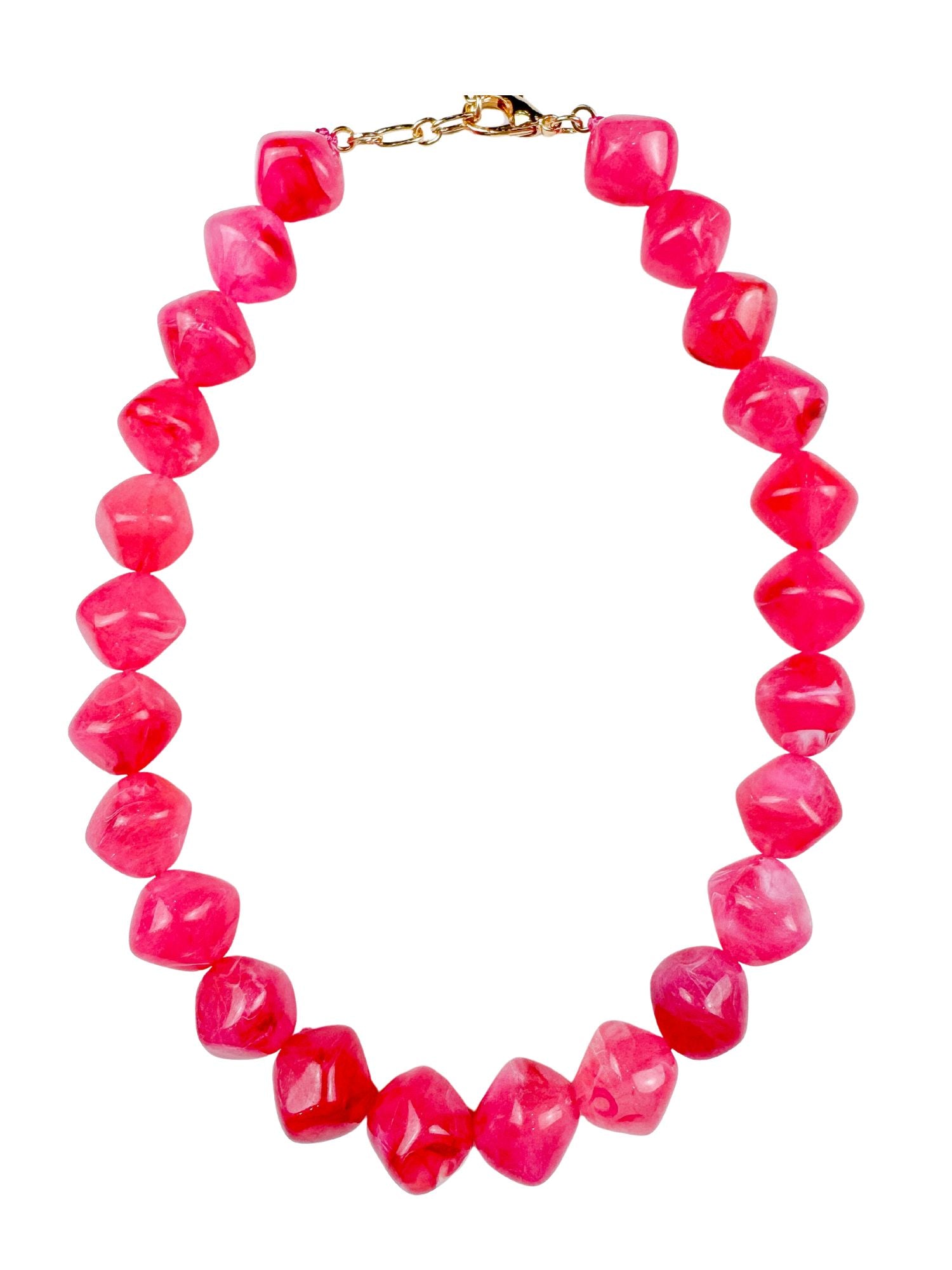 Acrylic Beaded Necklace | Hot Pink