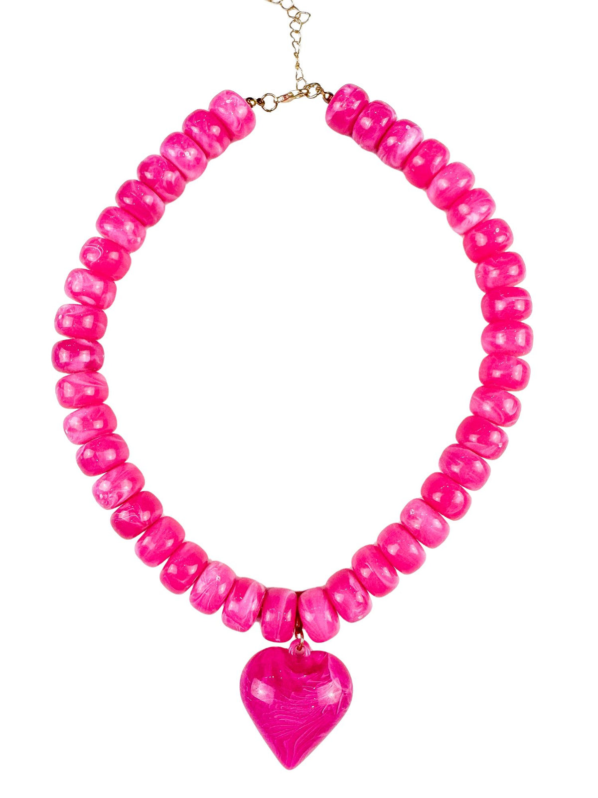 Chunky Beaded Heart Necklace | Pink | Final Sale