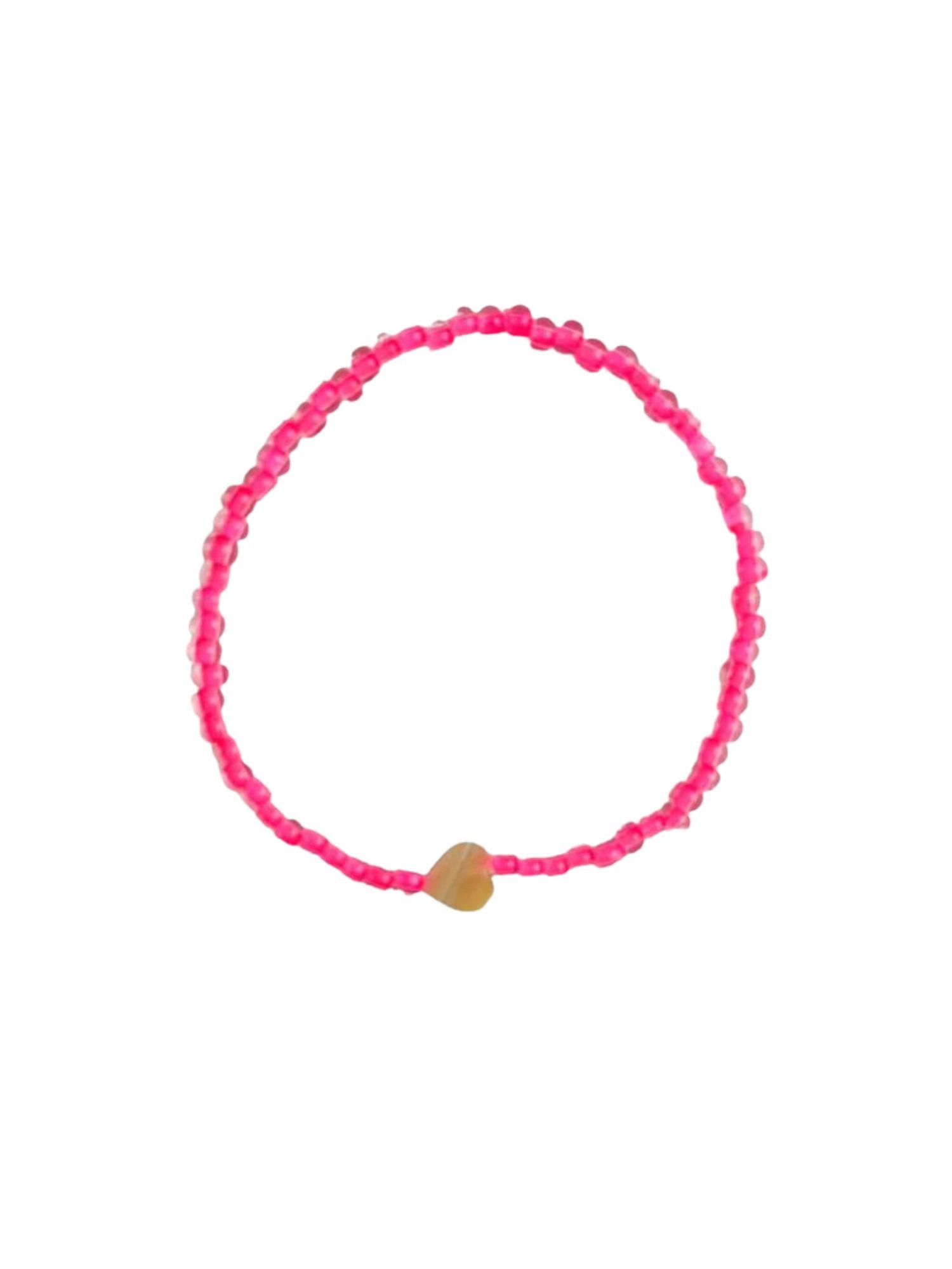 Simple Seed Bracelet | Pink Heart