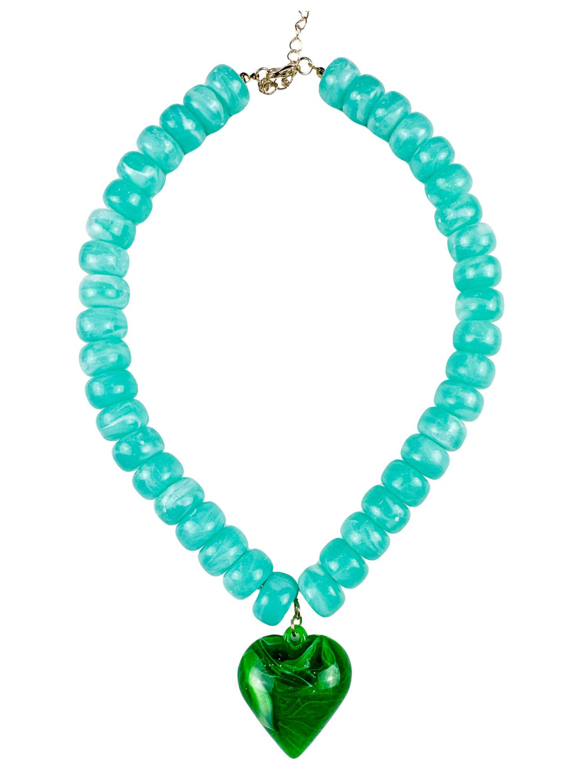 Chunky Beaded Heart Necklace | Turquoise | Final Sale