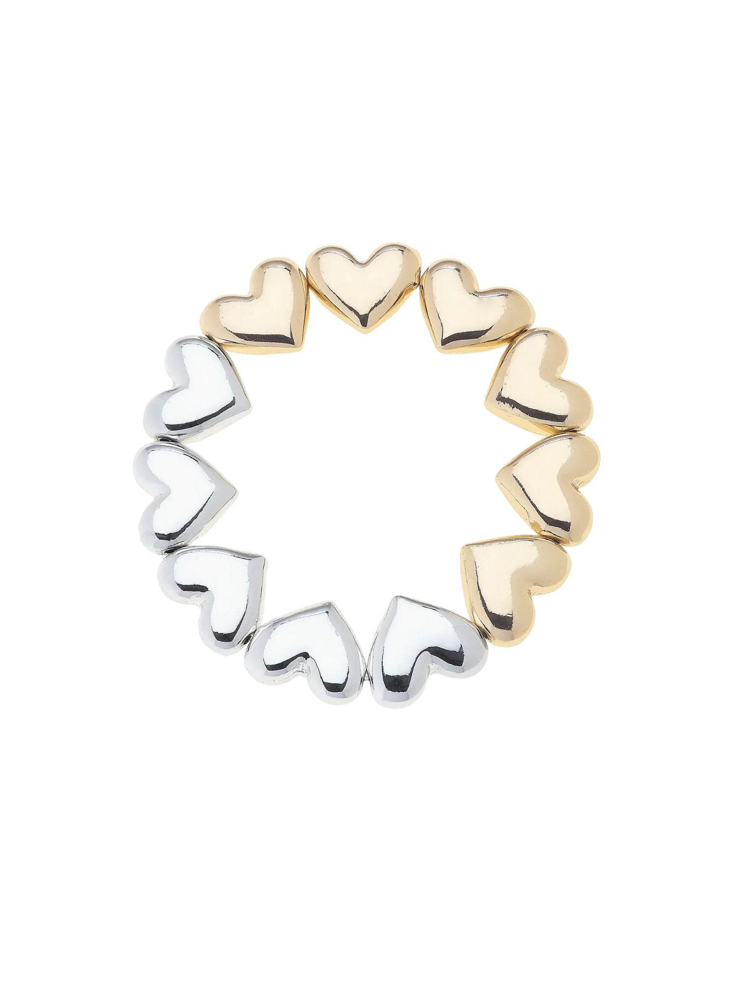 Double Heart Stretch Bracelet | Mixed Metal | Final Sale