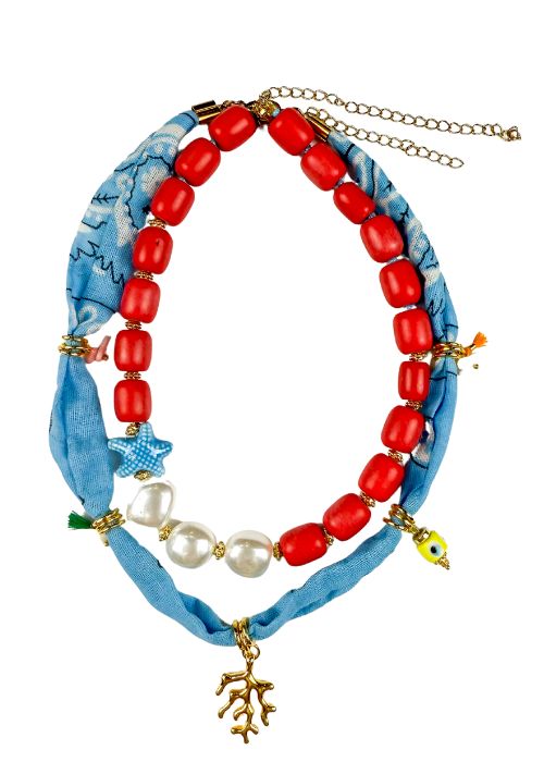 Thin Bandana Necklace Set | Light Blue