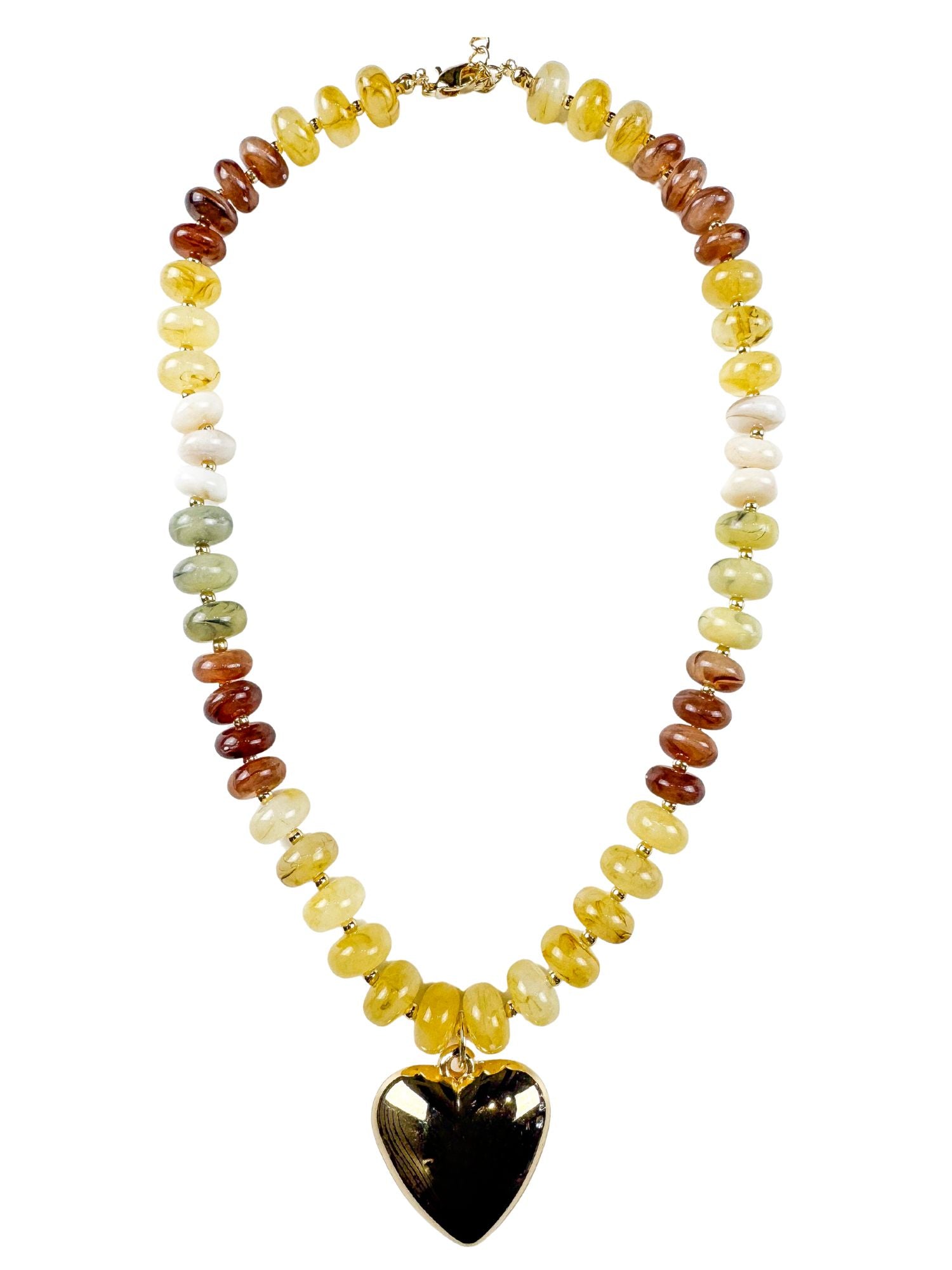 Puffy Heart Pendant Necklace | Brown | Final Sale