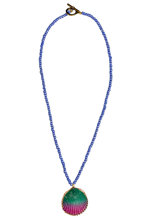 Seed Shell Necklace | Aqua + Purple