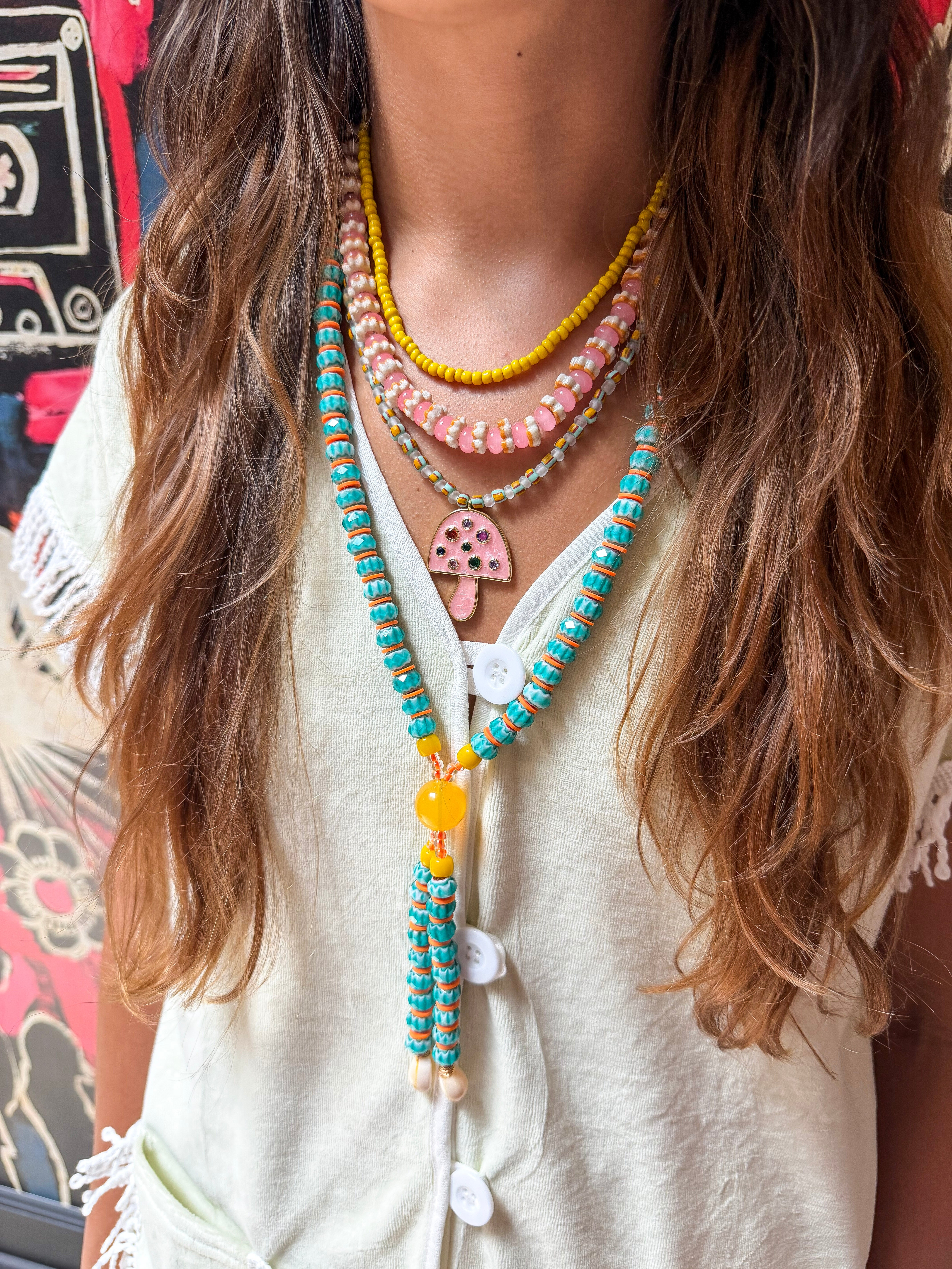 Layered Pendant Necklace | Mushroom