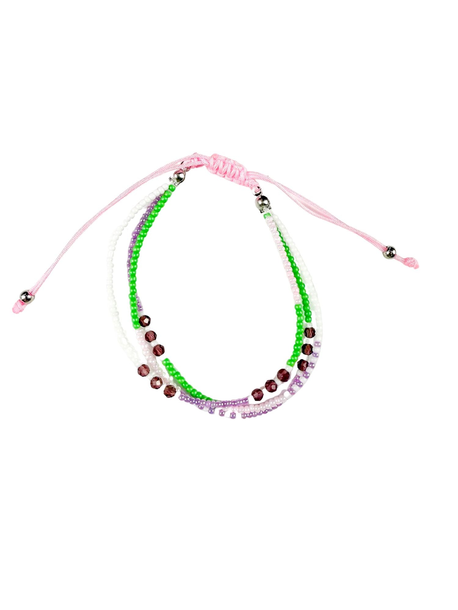 Eras Seed Layered Bracelet | Green & Pink