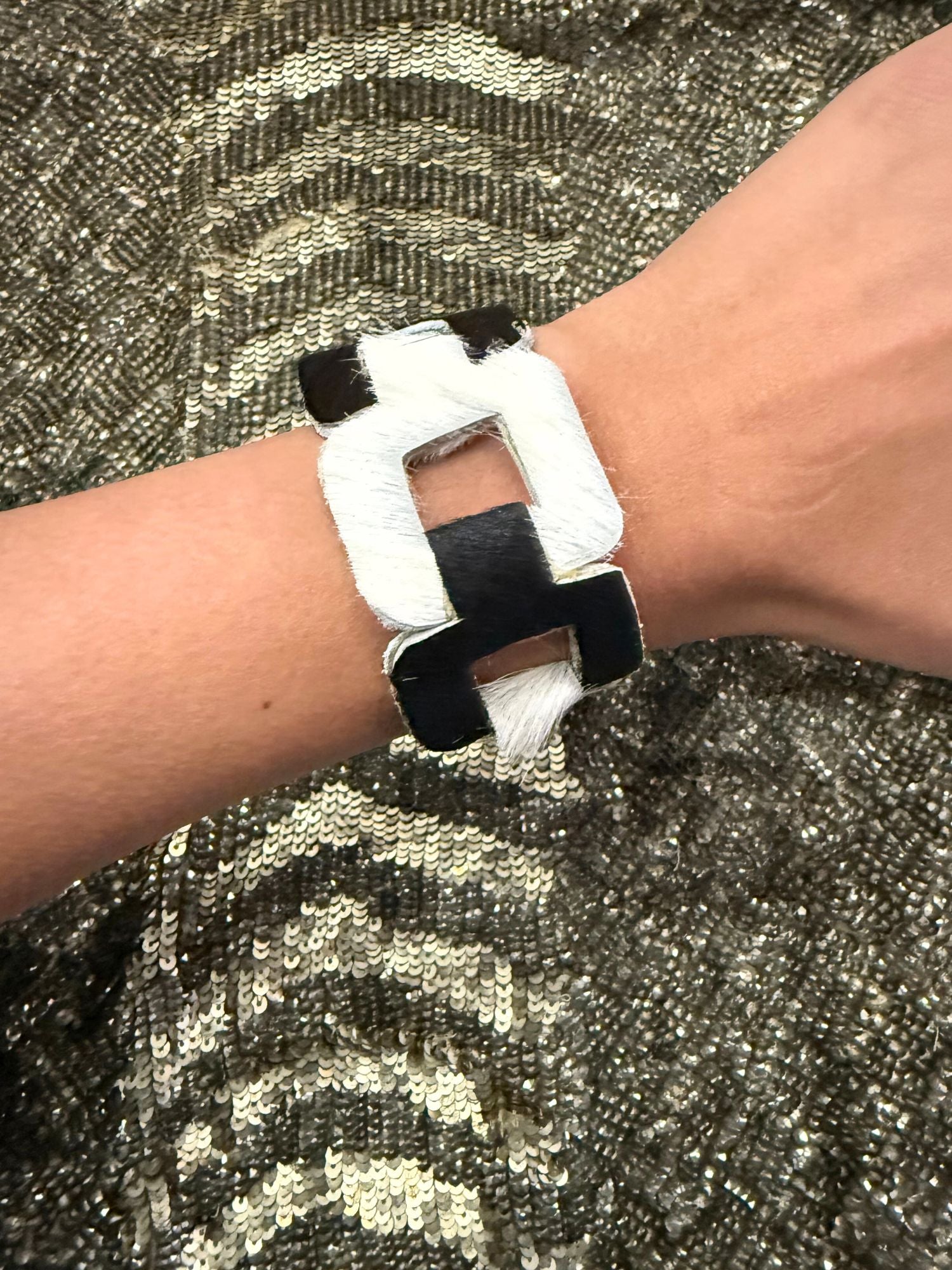 Blocked Horse Hair Bracelet | Black + White
