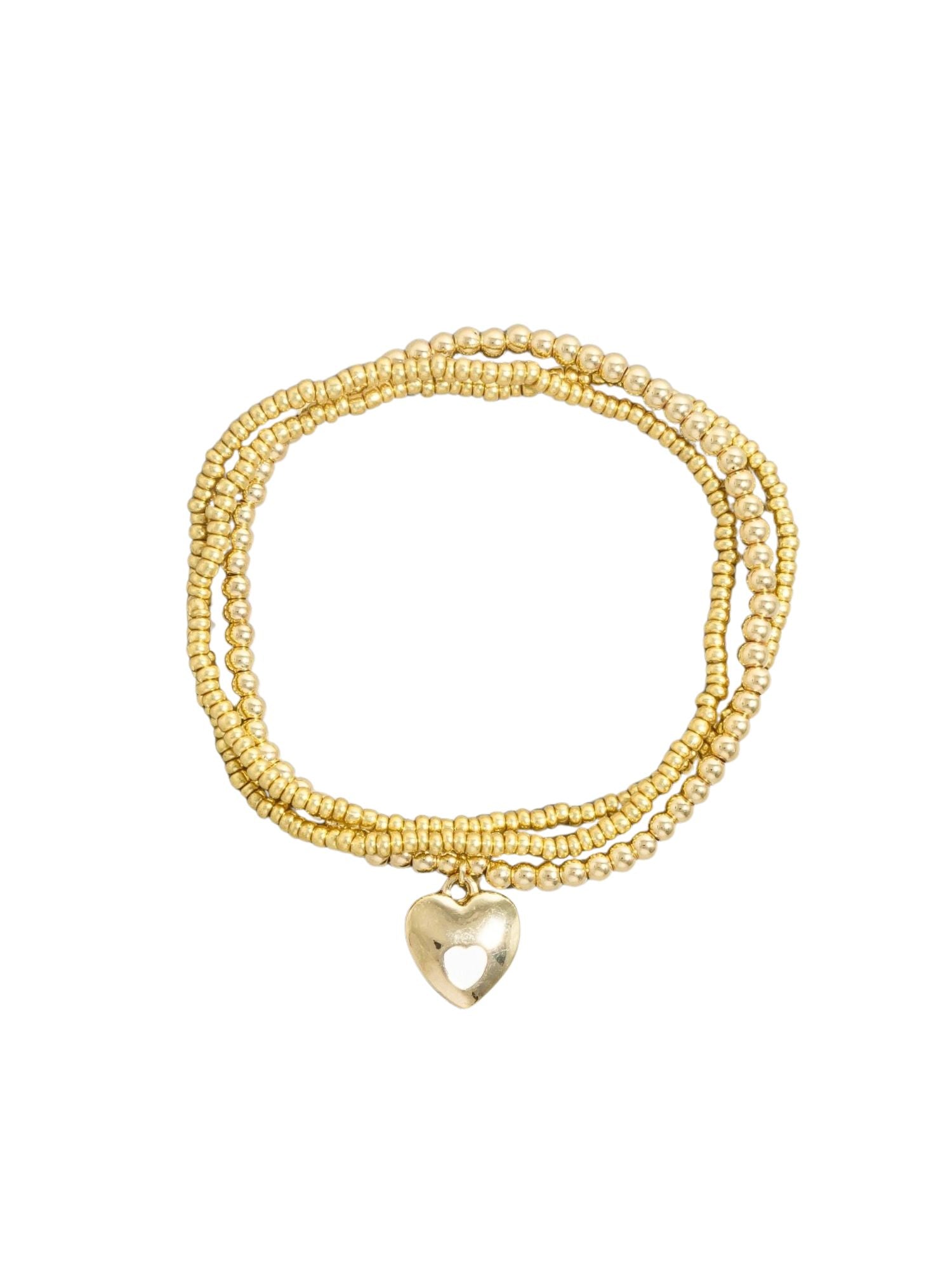 Beaded Heart Bracelet Set | Gold