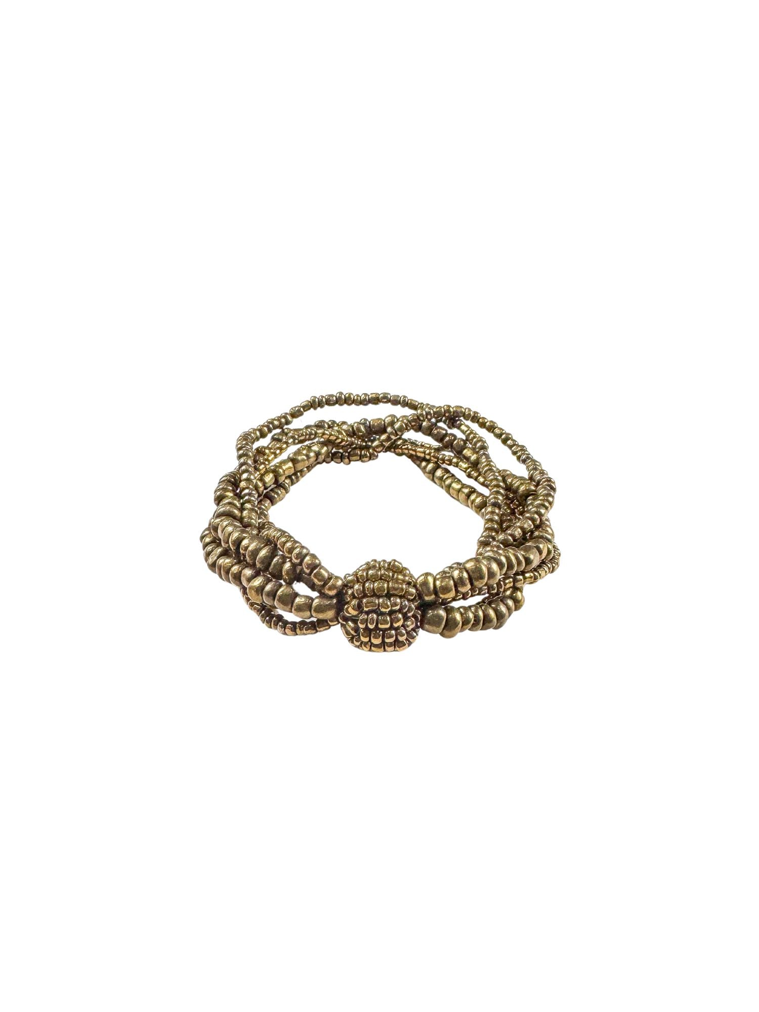 Thin Beaded Stretch Bracelet | Gold | Final Sale