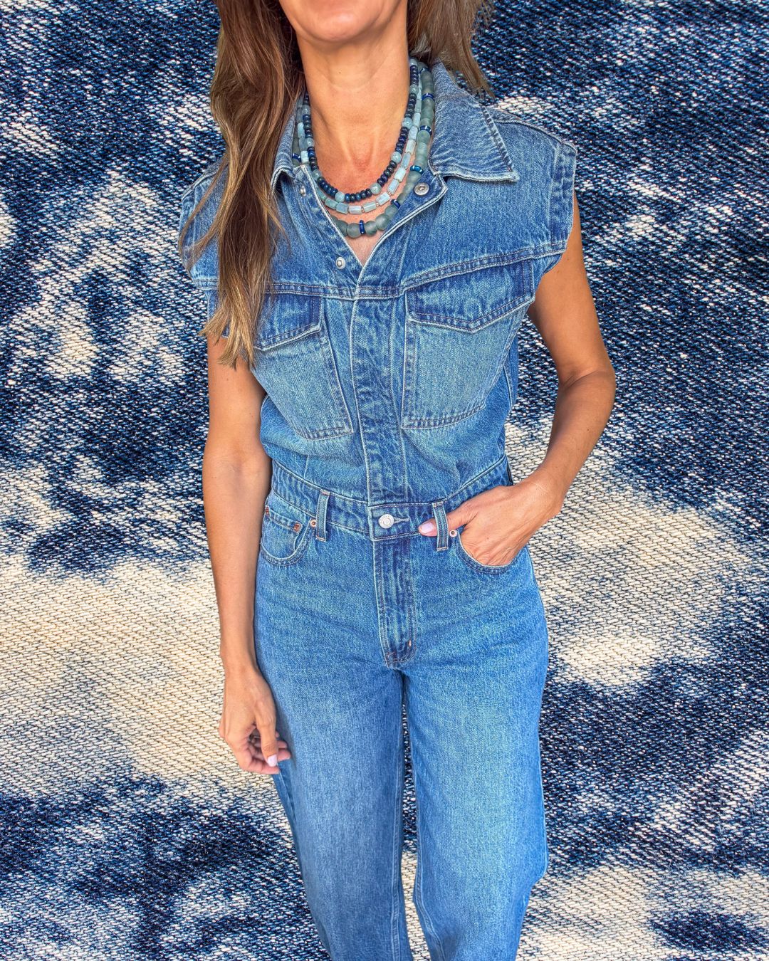 Layered Glass Necklace | Denim