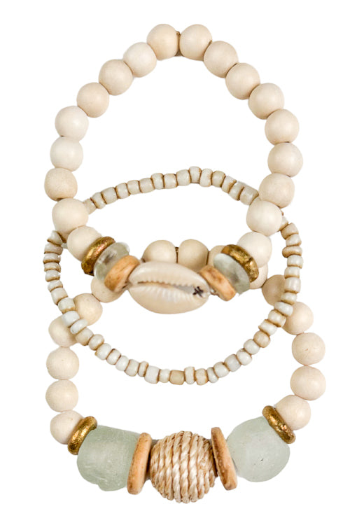 Trio Stack Bracelet Set | Cowrie