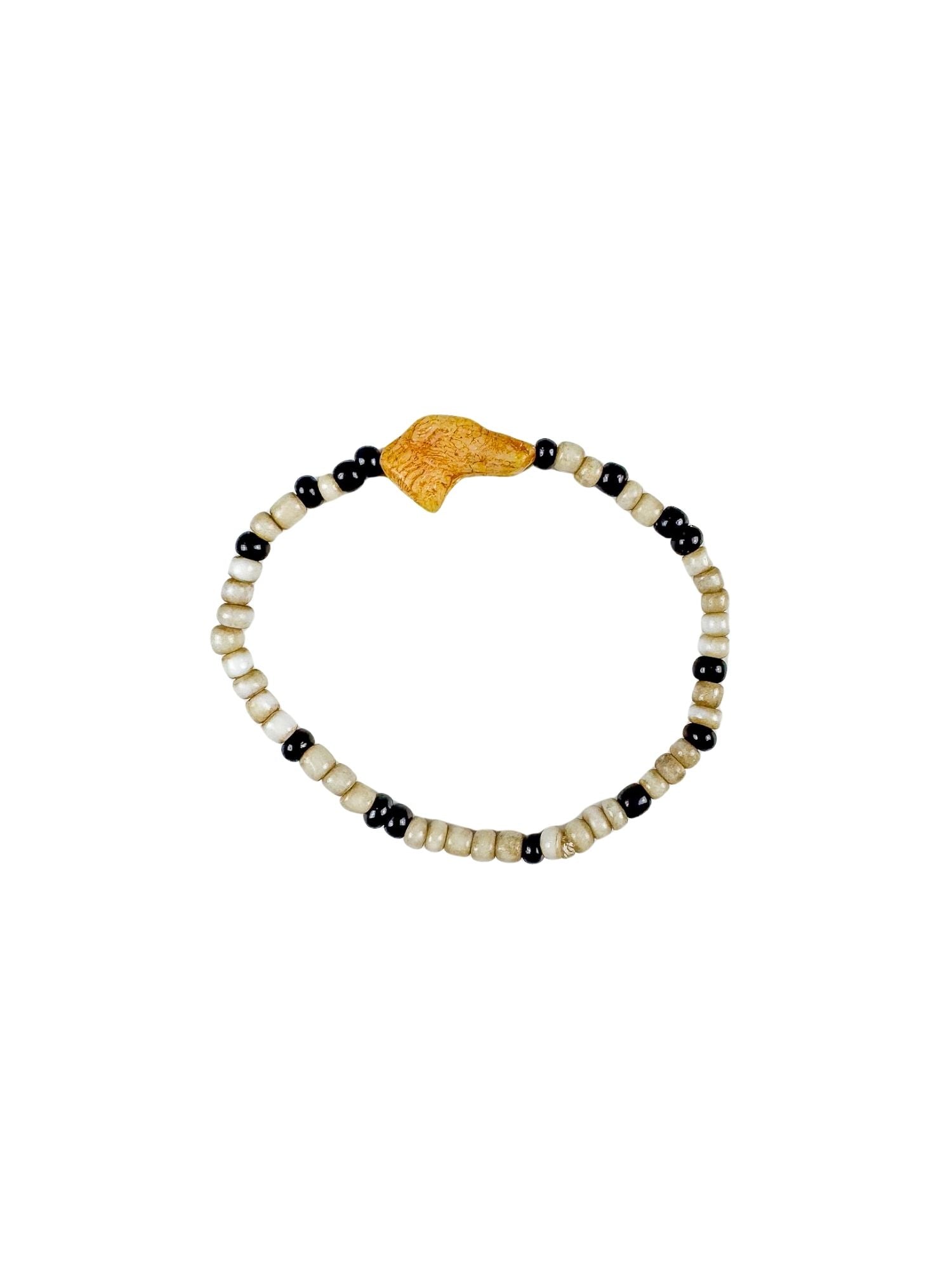 Simple Seed Bracelet | Black & White Dog