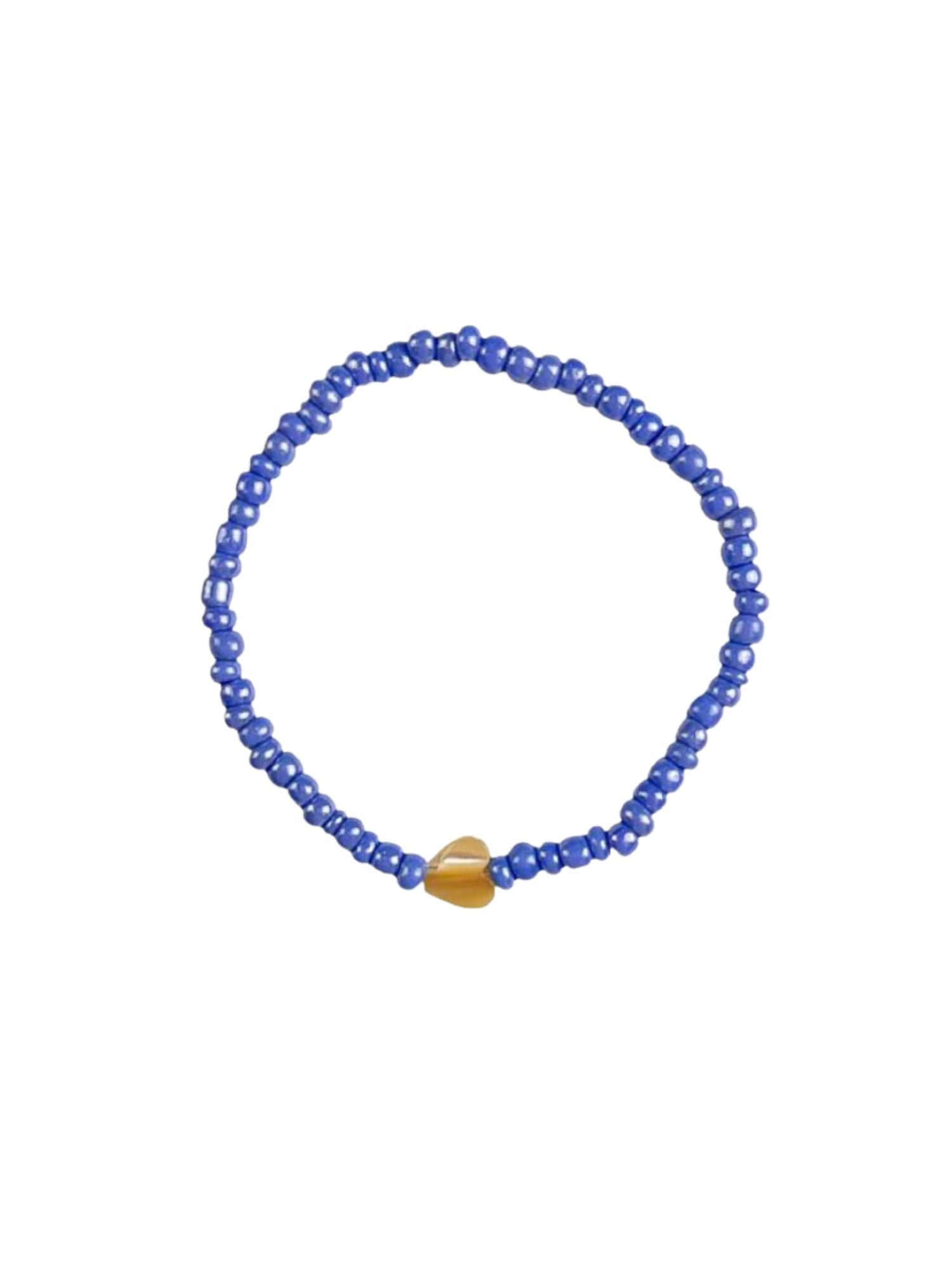 Simple Seed Bracelet | Periwinkle Heart