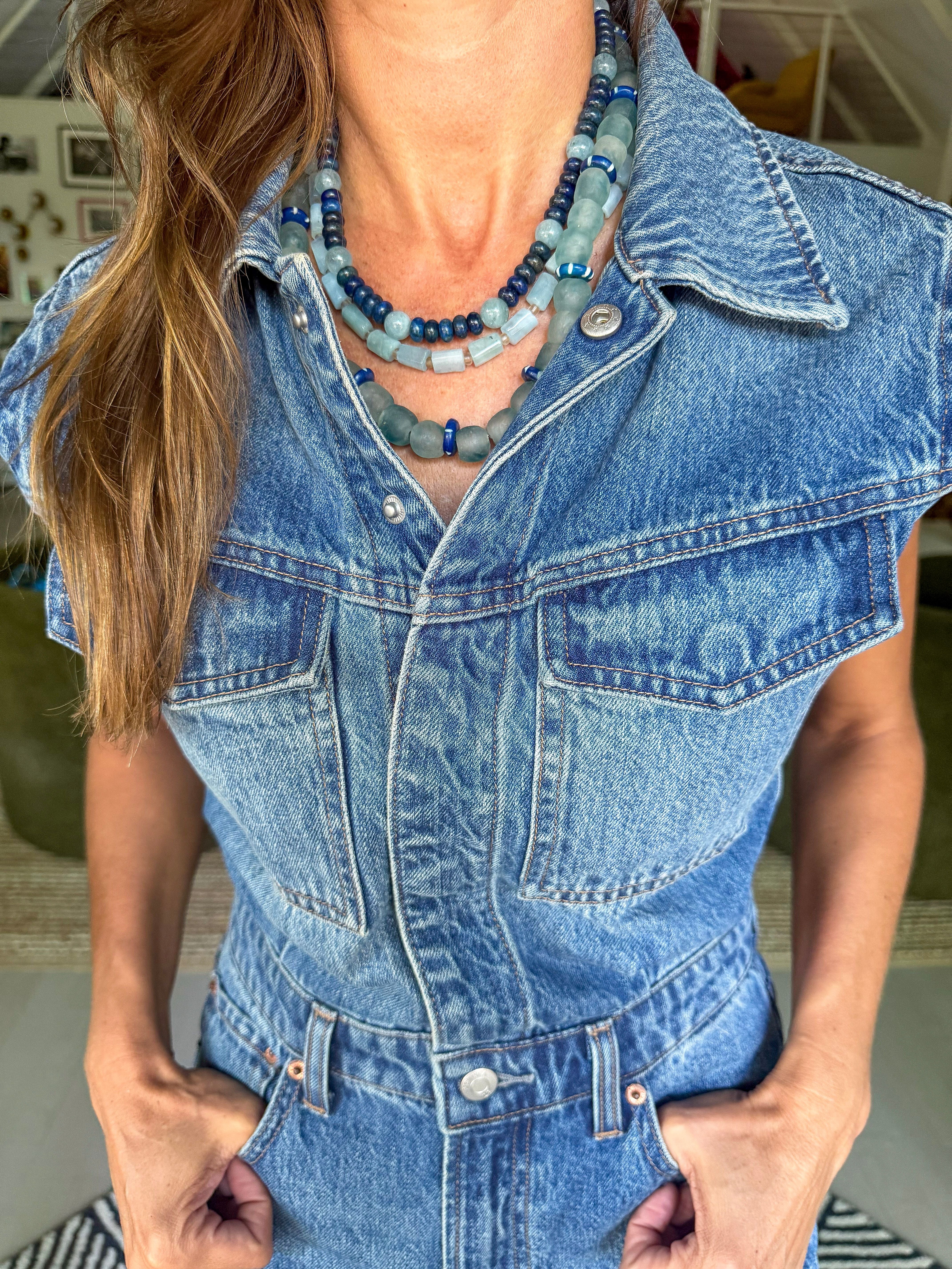 Layered Glass Necklace | Denim