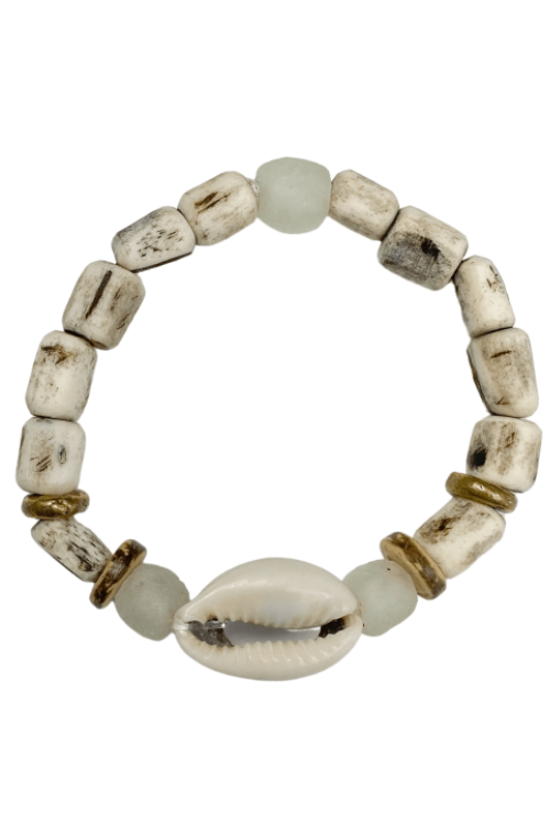 Cowrie Tribal Stack Bracelet | Gray