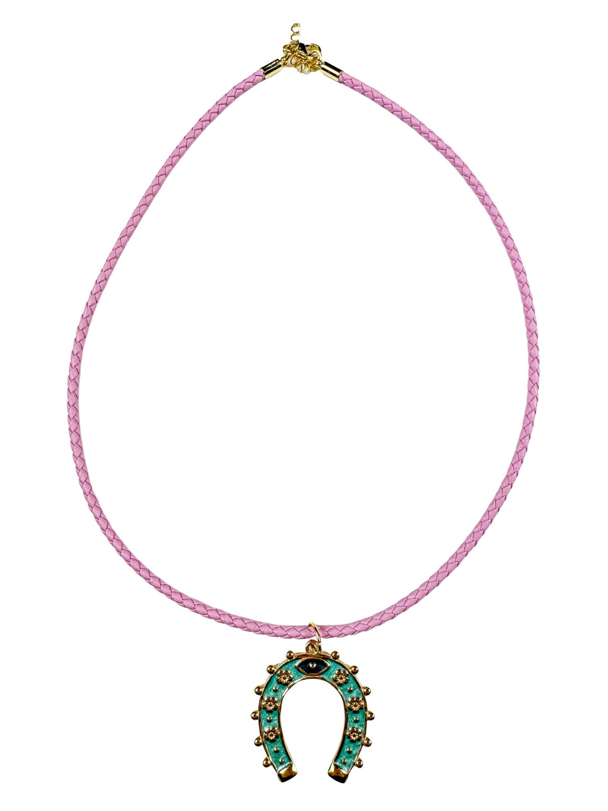 Evil Eye Horseshoe Necklace | Pink | Final Sale