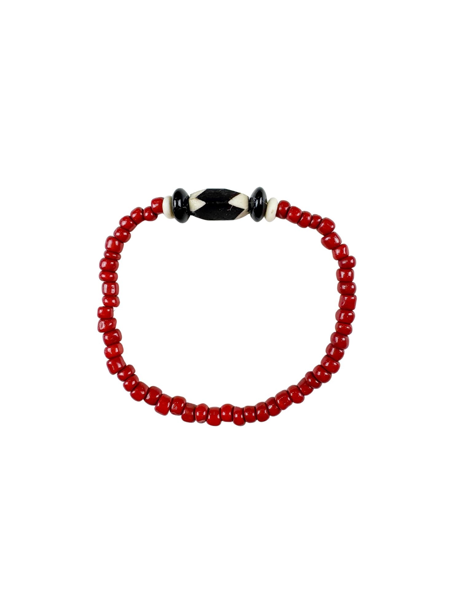 Simple Seed Bracelet | Red + Black