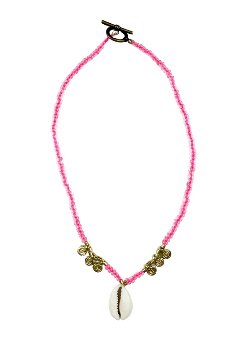 Seed Cowrie Necklace | Electric Pink