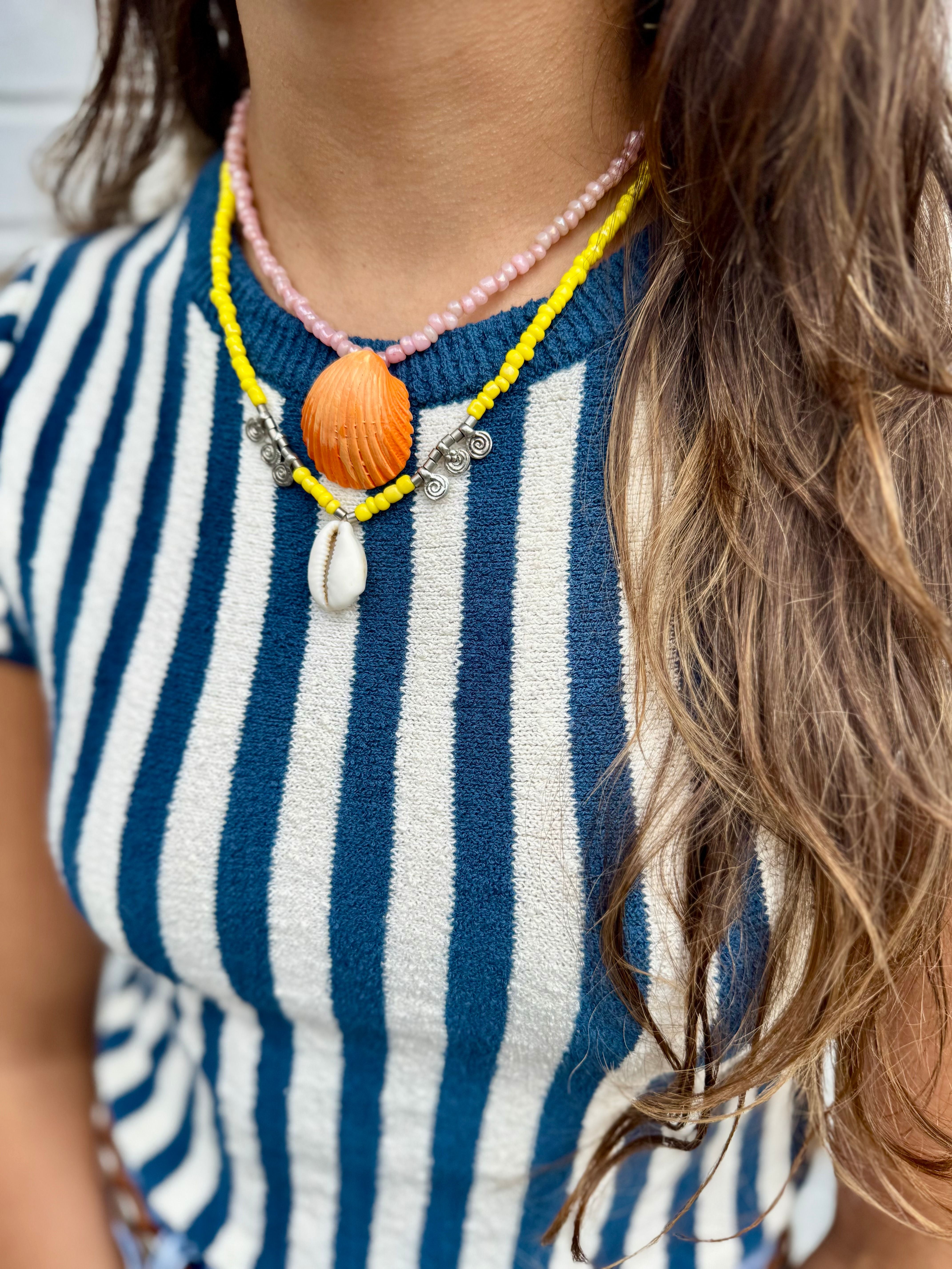 Seed Cowrie Necklace | Yellow