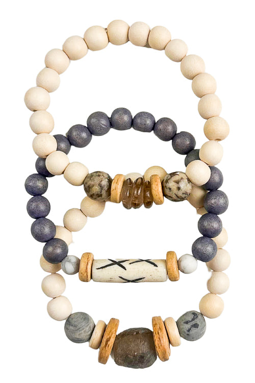 Trio Stack Bracelet Set | Stone