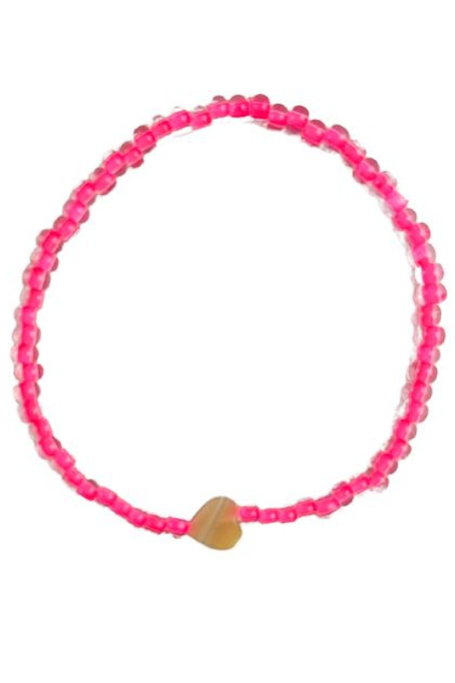 Simple Seed Bracelet | Pink Heart