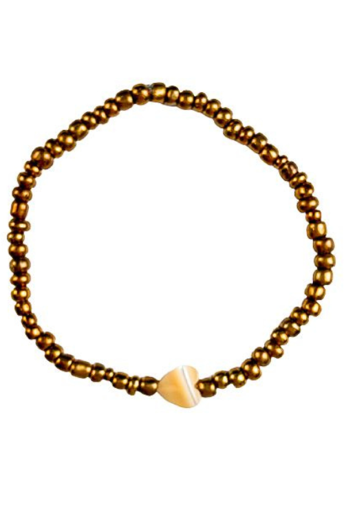 Simple Seed Bracelet | Gold Heart