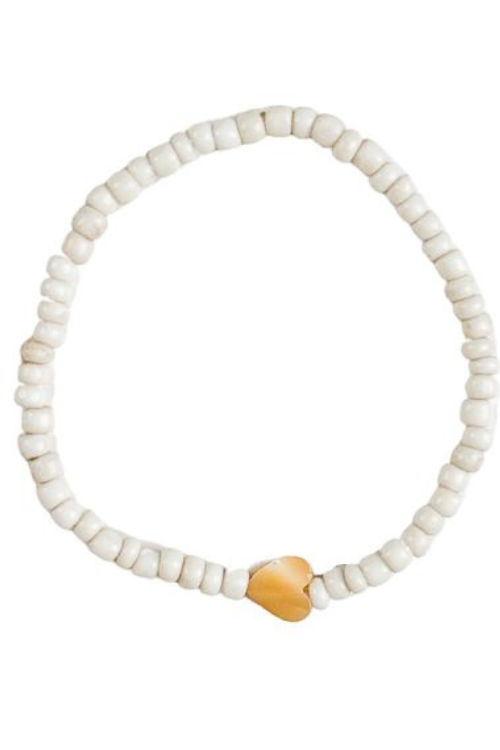 Simple Seed Bracelet | White Heart