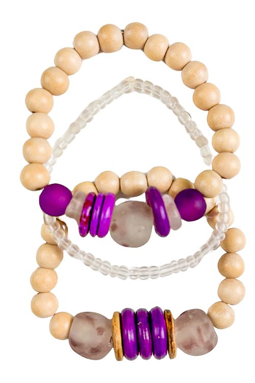 Trio Stack Bracelet Set | Purple