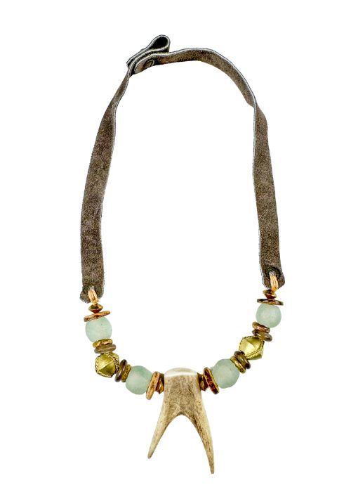 Slim Antler Necklace | Mist + Gold
