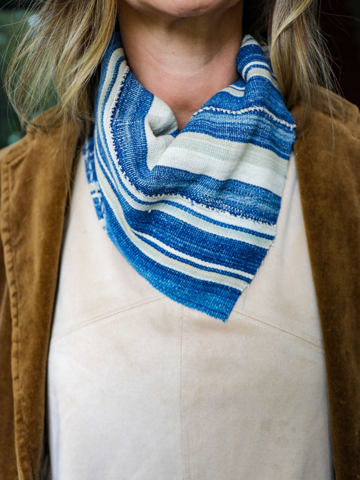 Bandana Necklace | Striped Denim