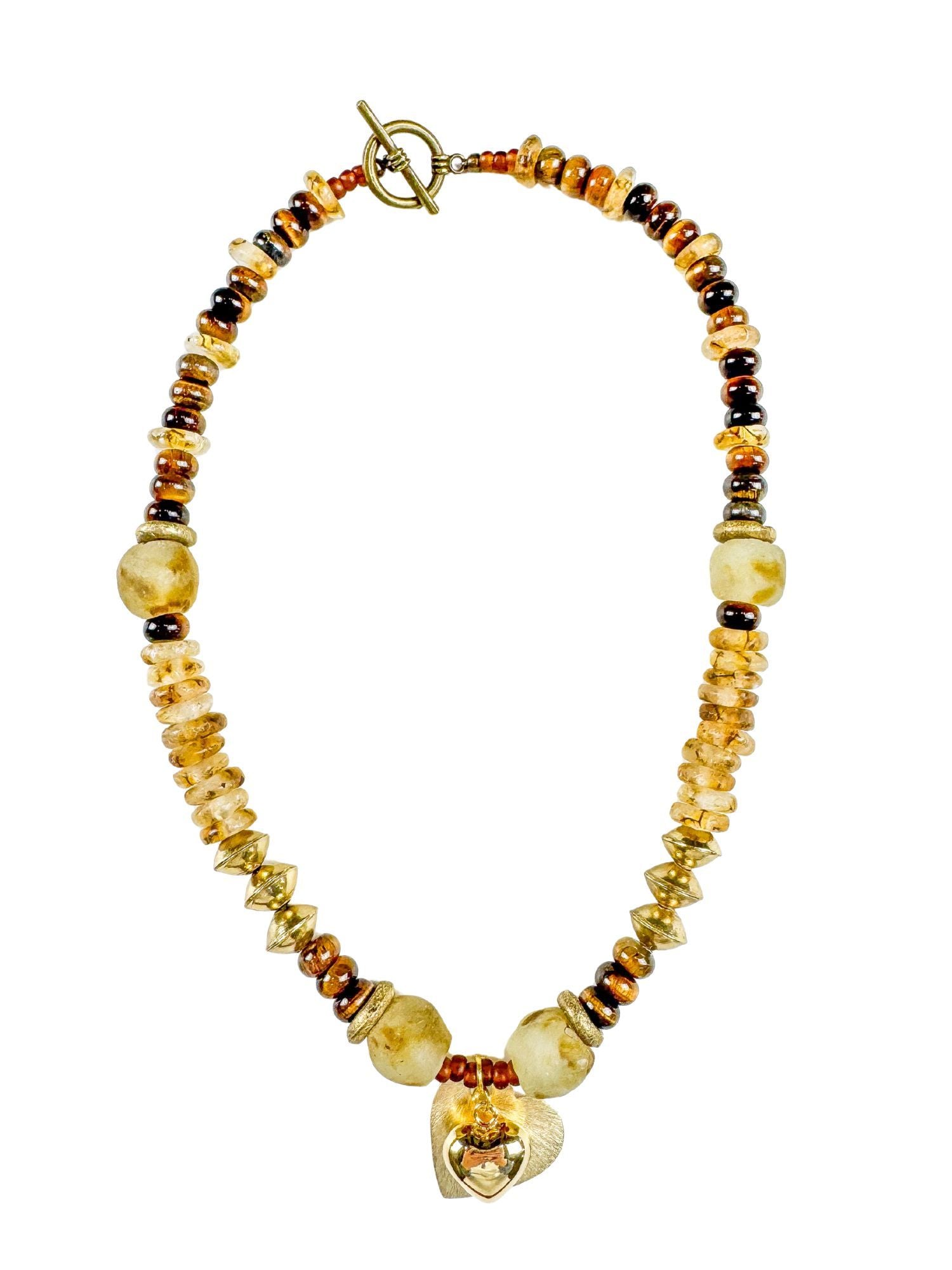 Heart Pendant Necklace | Camel