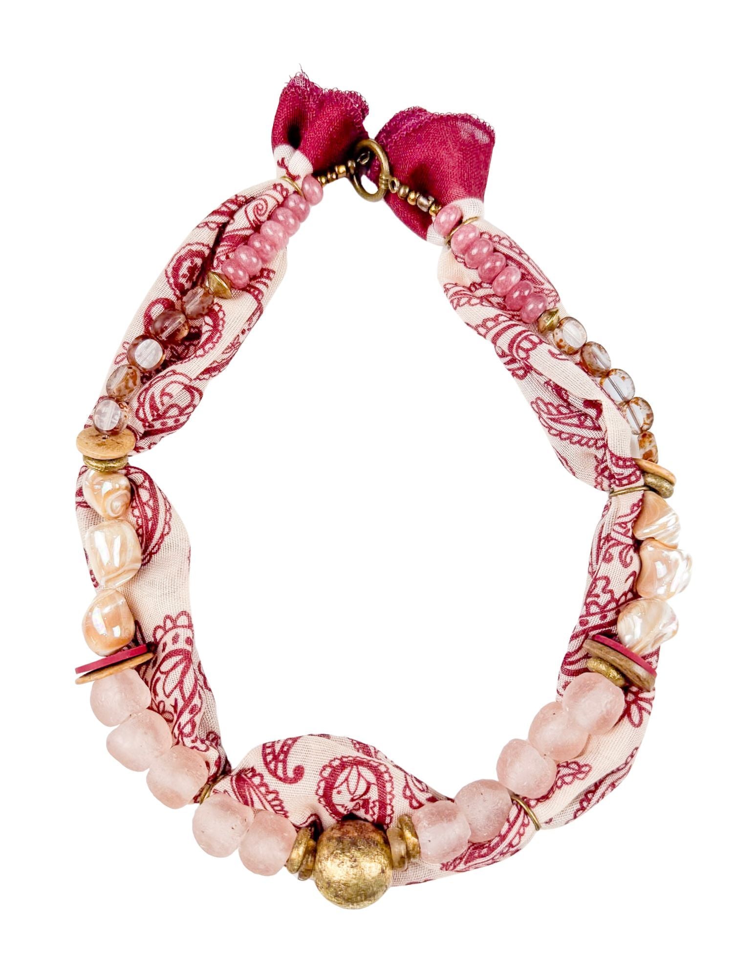 Beaded Bandana Necklace | Desert Rose